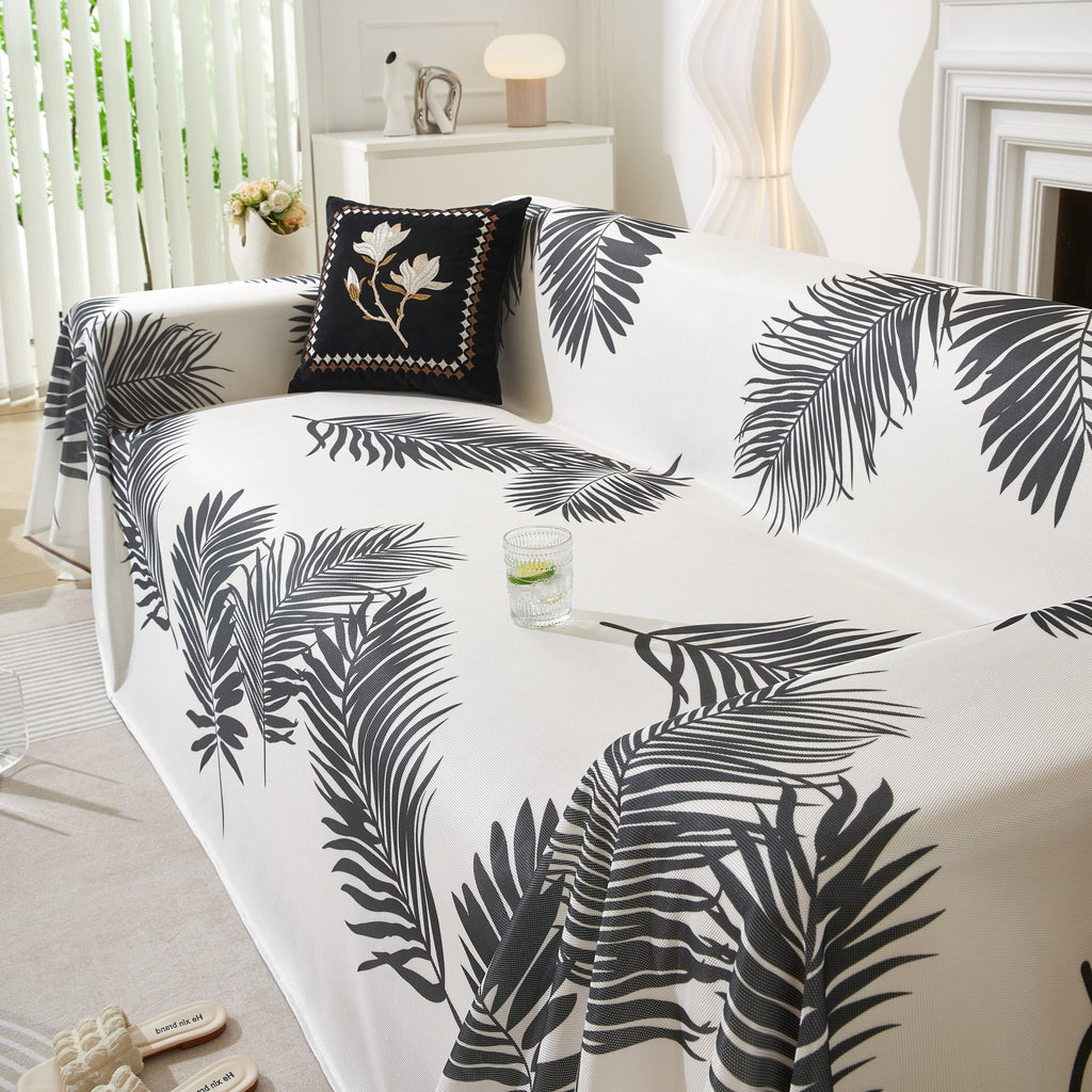 Leaf Printed Slipcover Sofa Covers, Universal Couch Throw Cover, Pets Furniture Protector for Home Decor