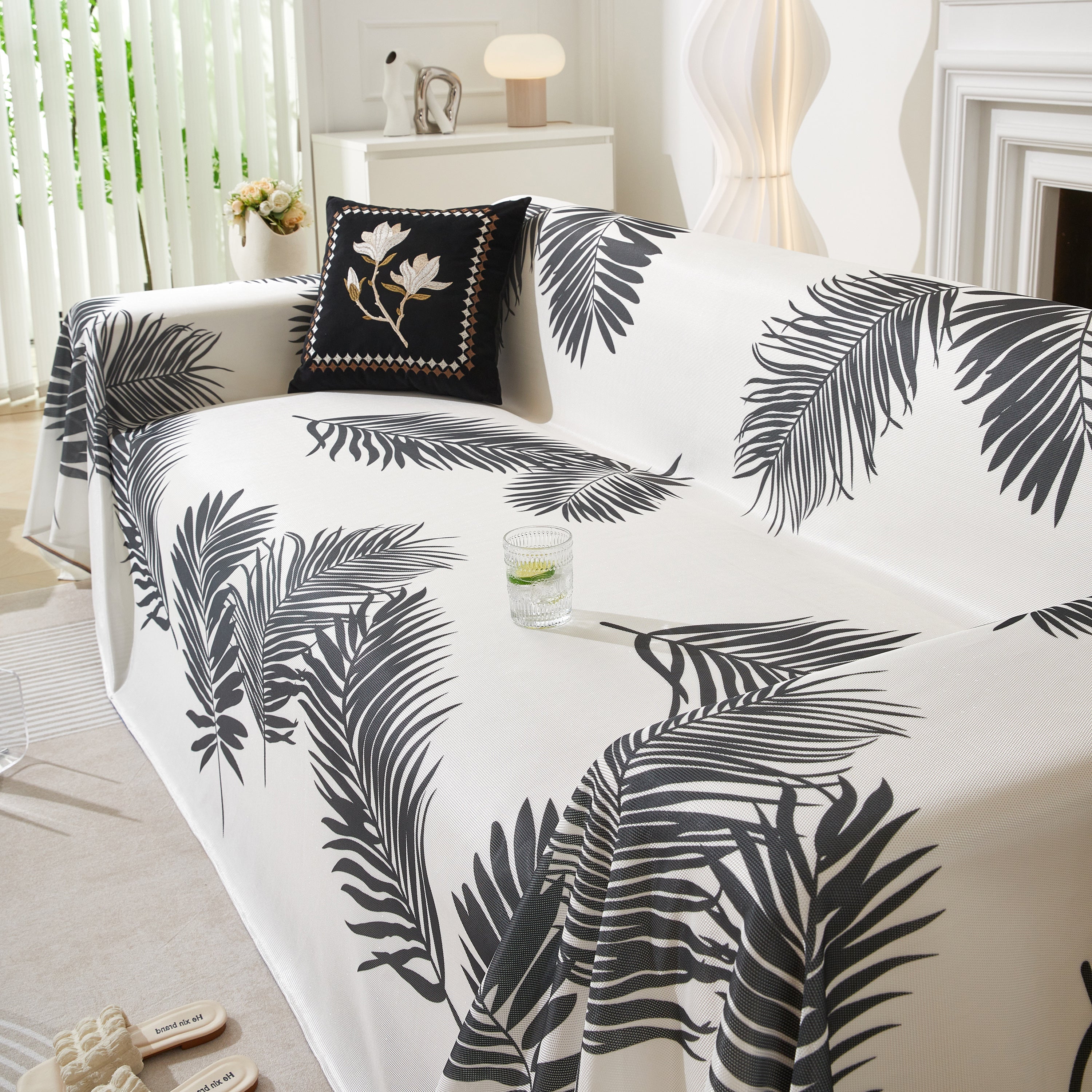 Leaf Printed Slipcover Sofa Covers, Universal Couch Throw Cover, Pets Furniture Protector for Home Decor