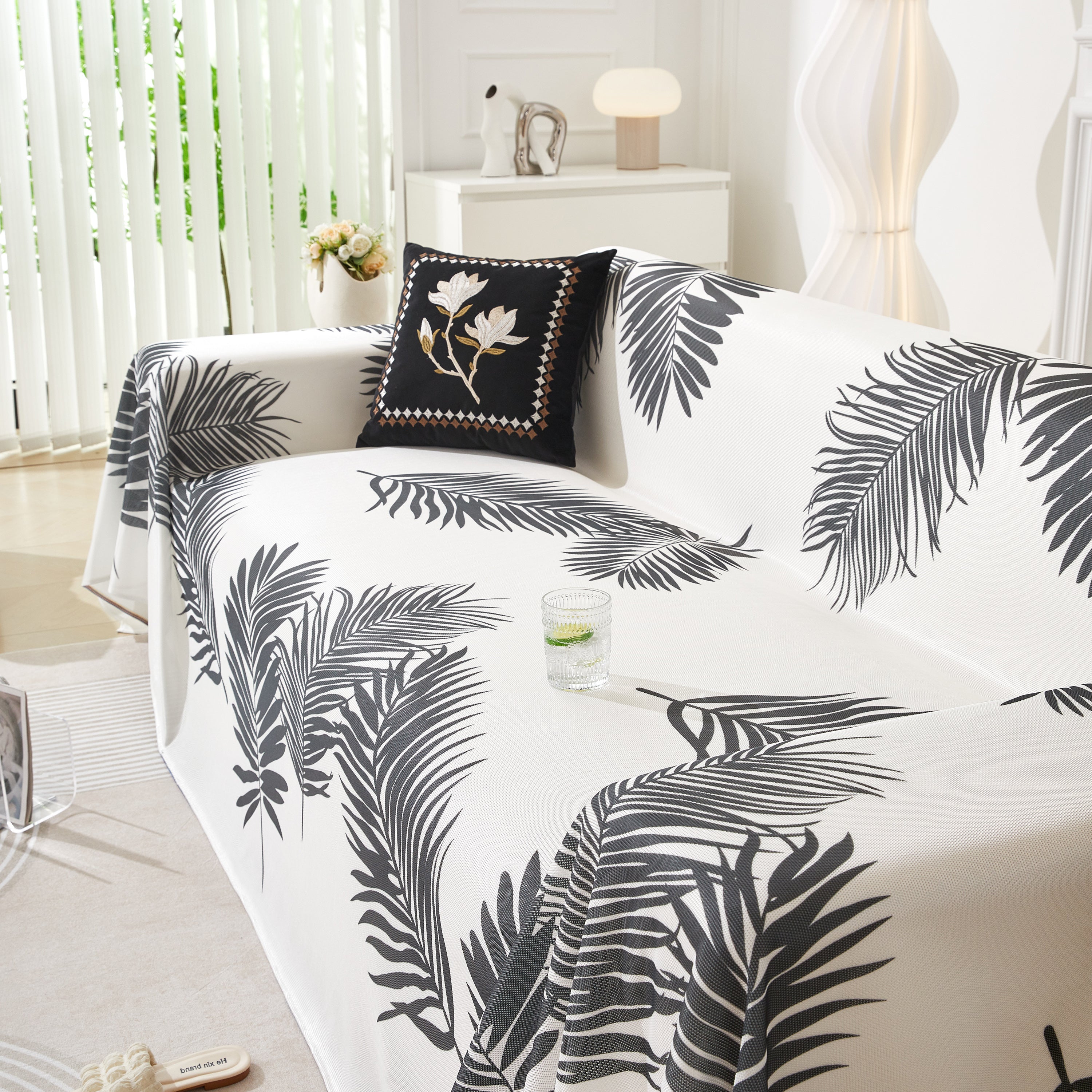 Leaf Printed Slipcover Sofa Covers, Universal Couch Throw Cover, Pets Furniture Protector for Home Decor