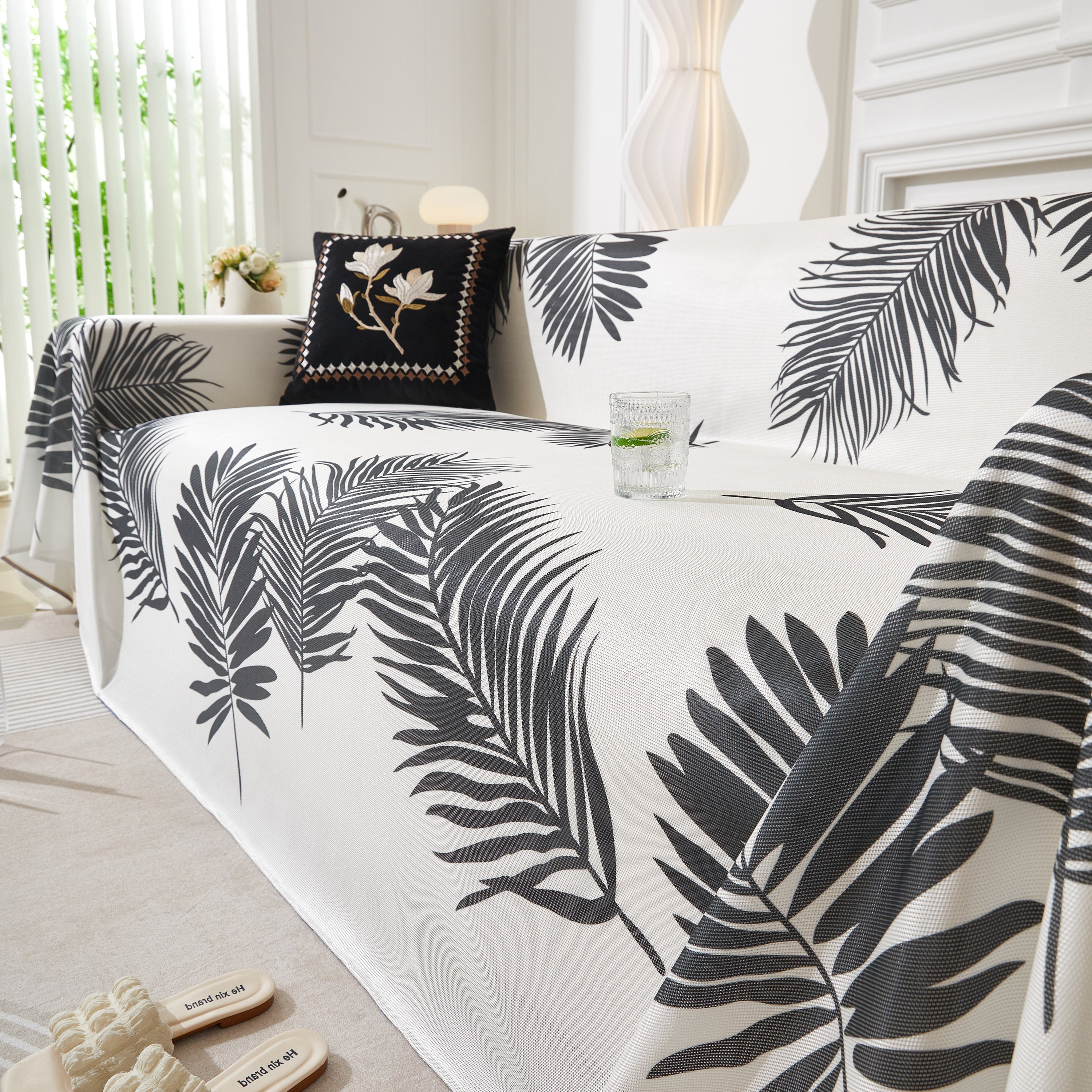 Leaf Printed Slipcover Sofa Covers, Universal Couch Throw Cover, Pets Furniture Protector for Home Decor