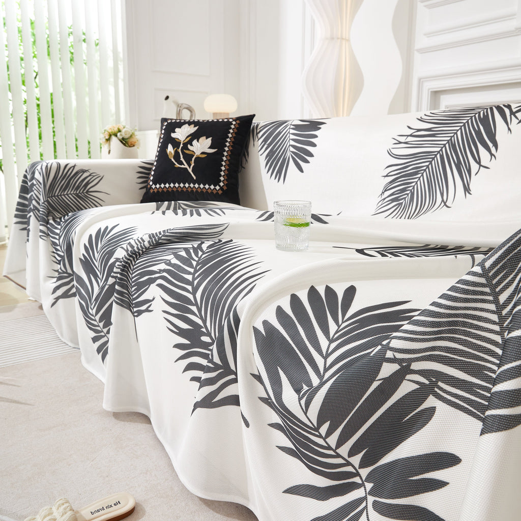 Leaf Printed Slipcover Sofa Covers, Universal Couch Throw Cover, Pets Furniture Protector for Home Decor