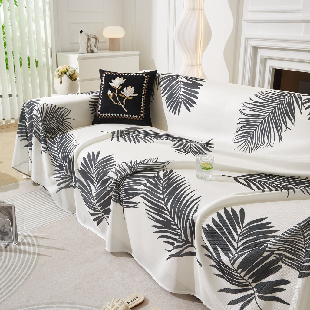 Leaf Printed Slipcover Sofa Covers, Universal Couch Throw Cover, Pets Furniture Protector for Home Decor