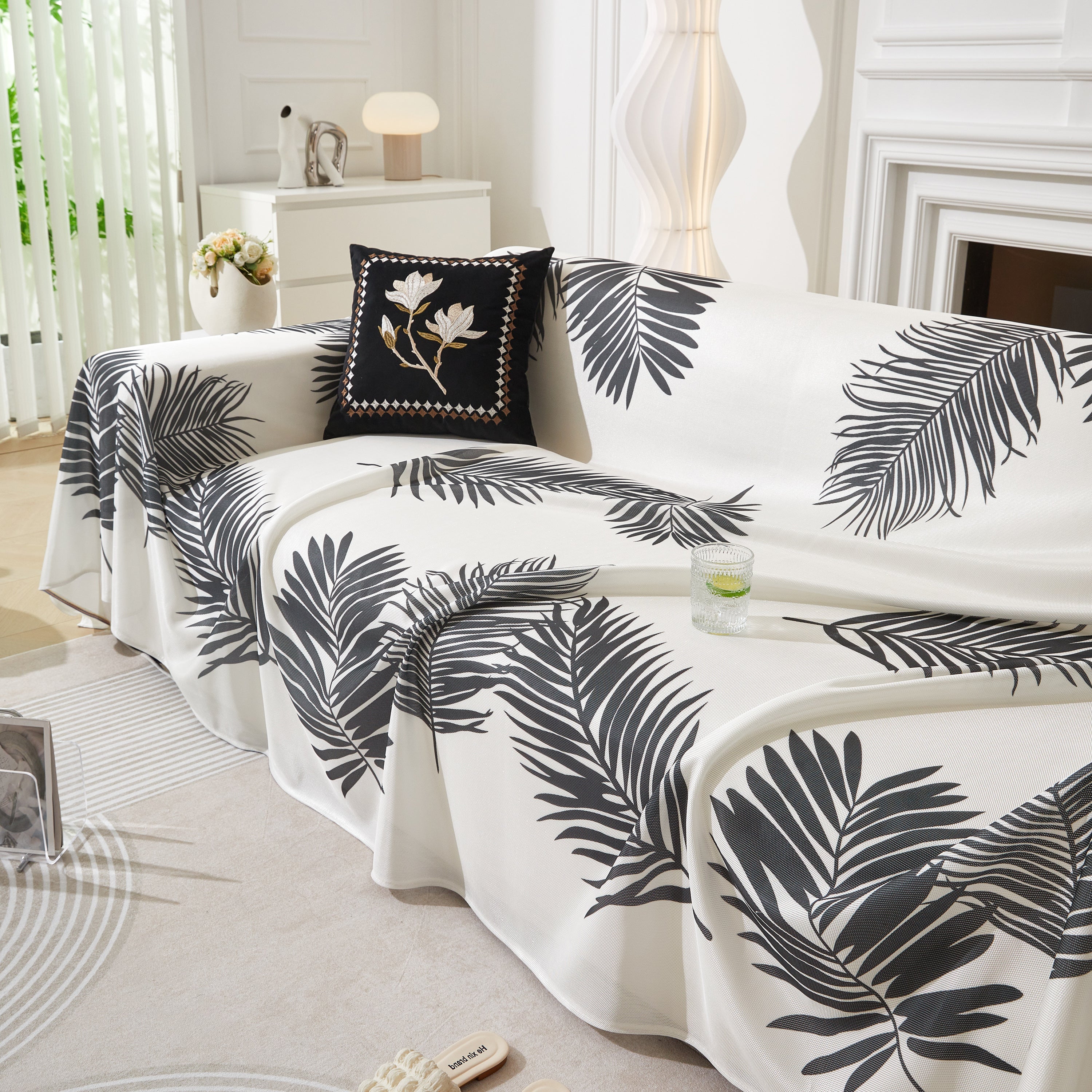 Leaf Printed Slipcover Sofa Covers, Universal Couch Throw Cover, Pets Furniture Protector for Home Decor