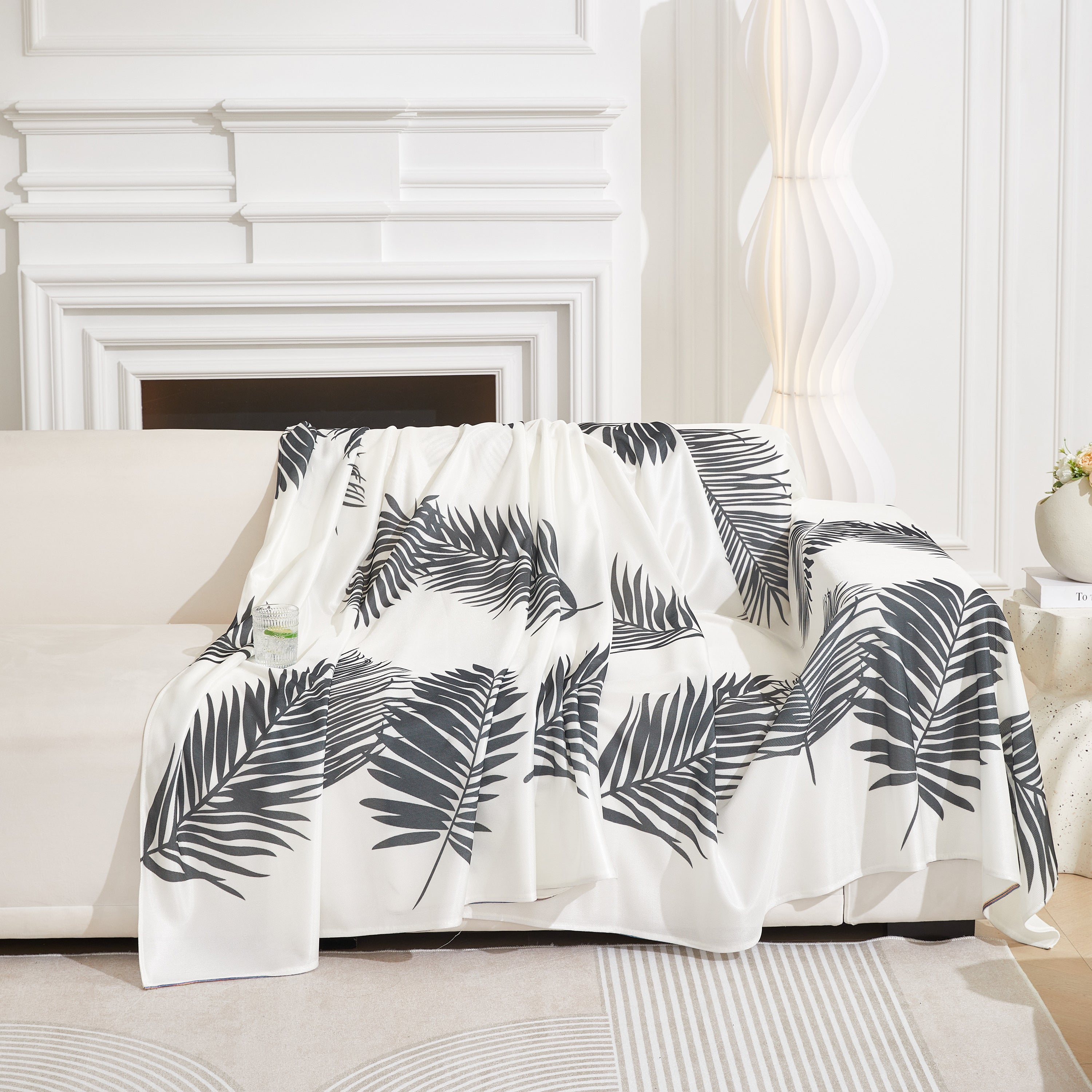 Leaf Printed Slipcover Sofa Covers, Universal Couch Throw Cover, Pets Furniture Protector for Home Decor