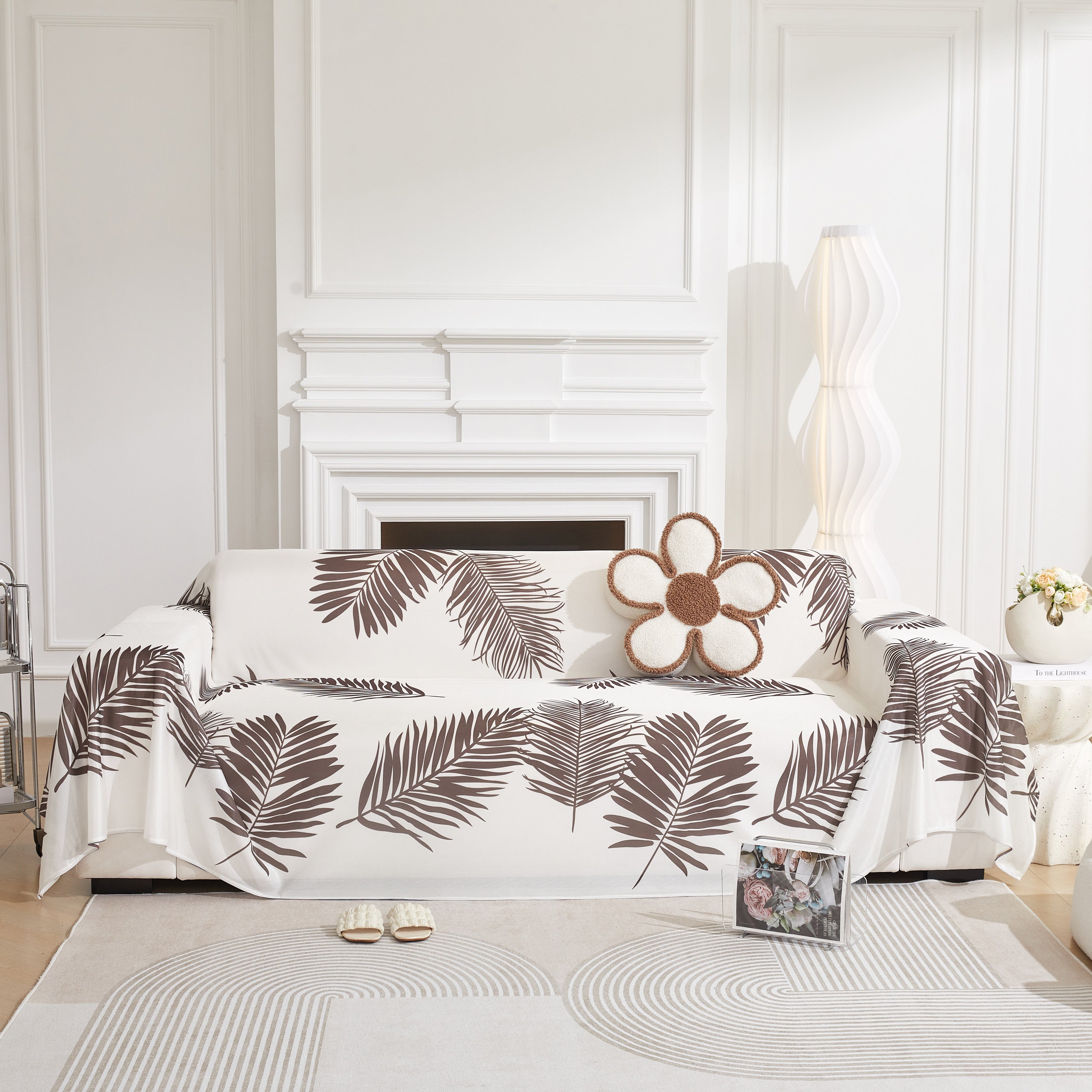 Leaf Printed Slipcover Sofa Covers, Universal Couch Throw Cover, Pets Furniture Protector for Home Decor