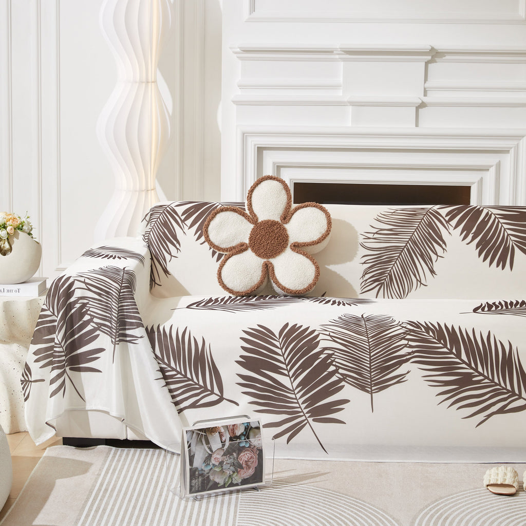 Leaf Printed Slipcover Sofa Covers, Universal Couch Throw Cover, Pets Furniture Protector for Home Decor
