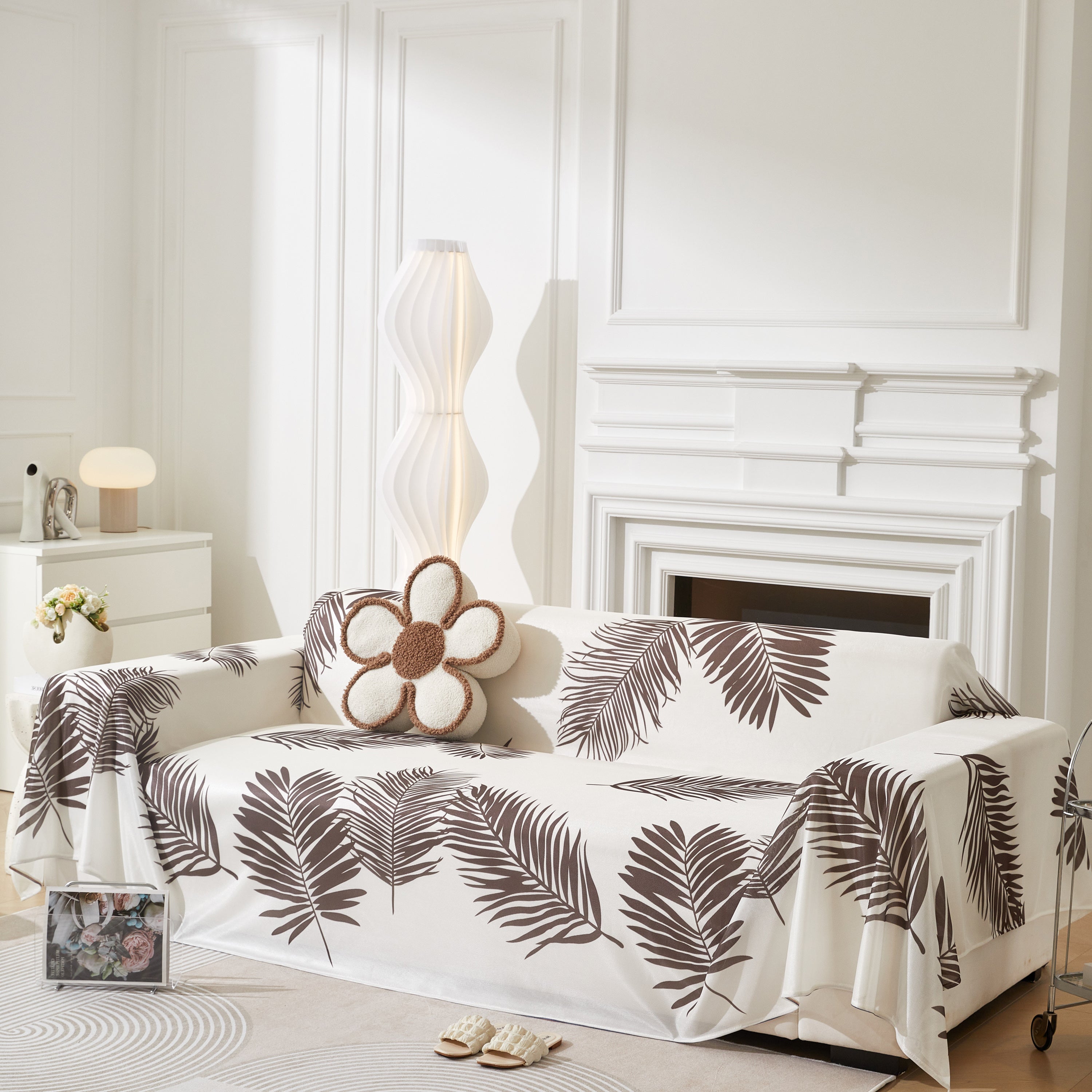 Leaf Printed Slipcover Sofa Covers, Universal Couch Throw Cover, Pets Furniture Protector for Home Decor