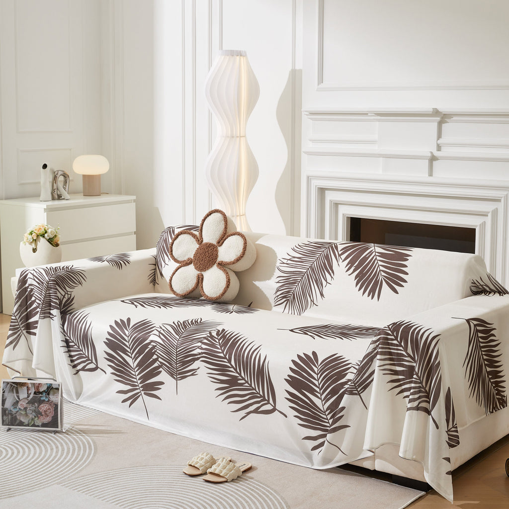 Leaf Printed Slipcover Sofa Covers, Universal Couch Throw Cover, Pets Furniture Protector for Home Decor