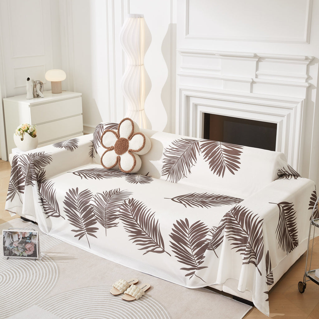 Leaf Printed Slipcover Sofa Covers, Universal Couch Throw Cover, Pets Furniture Protector for Home Decor