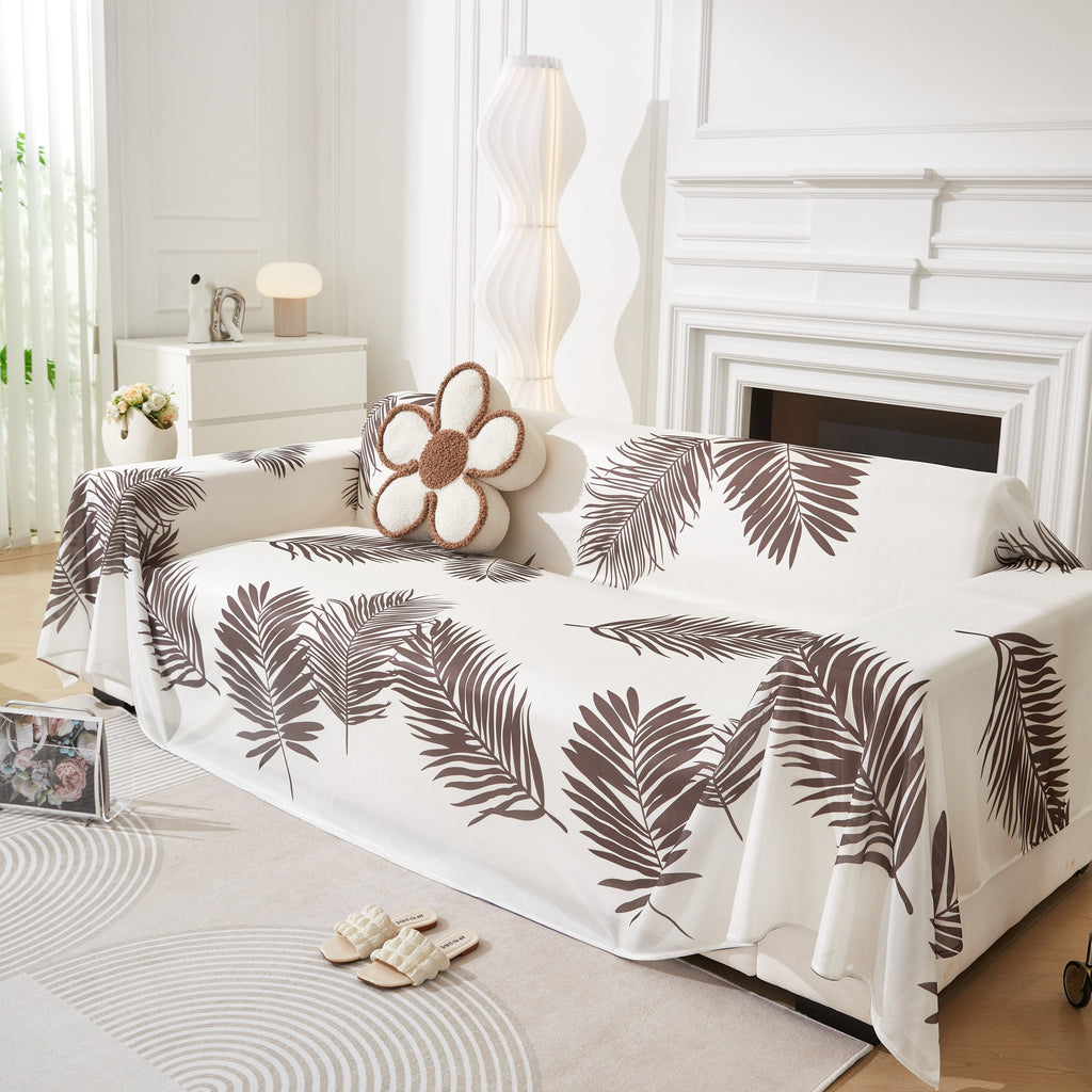 Leaf Printed Slipcover Sofa Covers, Universal Couch Throw Cover, Pets Furniture Protector for Home Decor