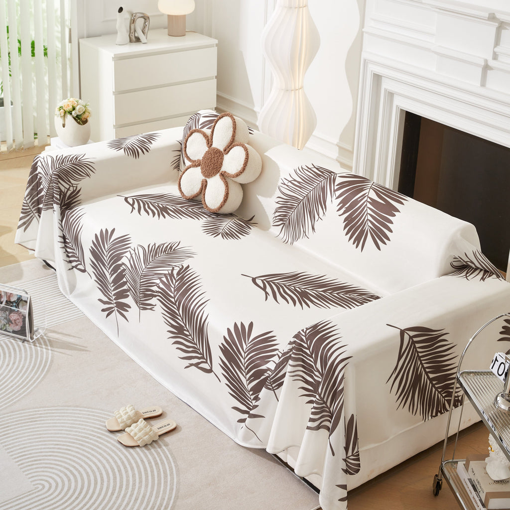 Leaf Printed Slipcover Sofa Covers, Universal Couch Throw Cover, Pets Furniture Protector for Home Decor