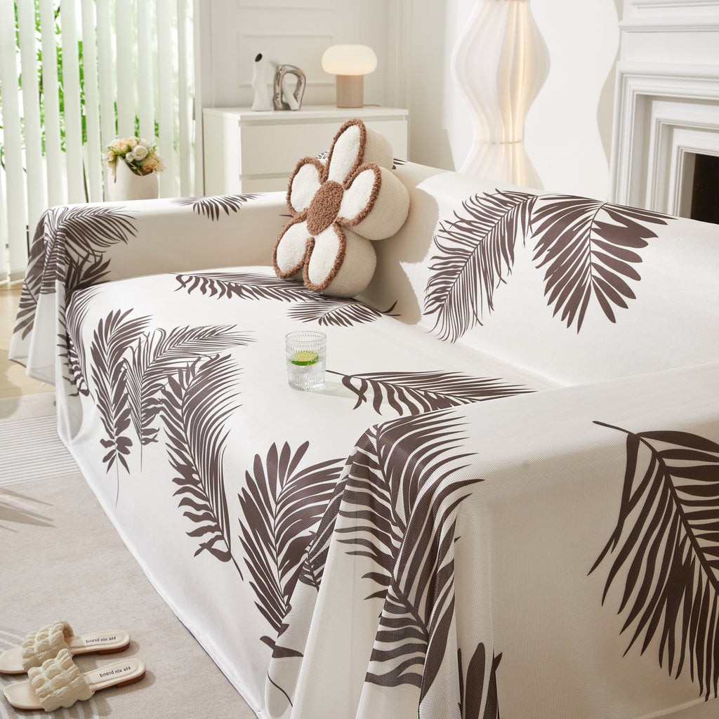 Leaf Printed Slipcover Sofa Covers, Universal Couch Throw Cover, Pets Furniture Protector for Home Decor