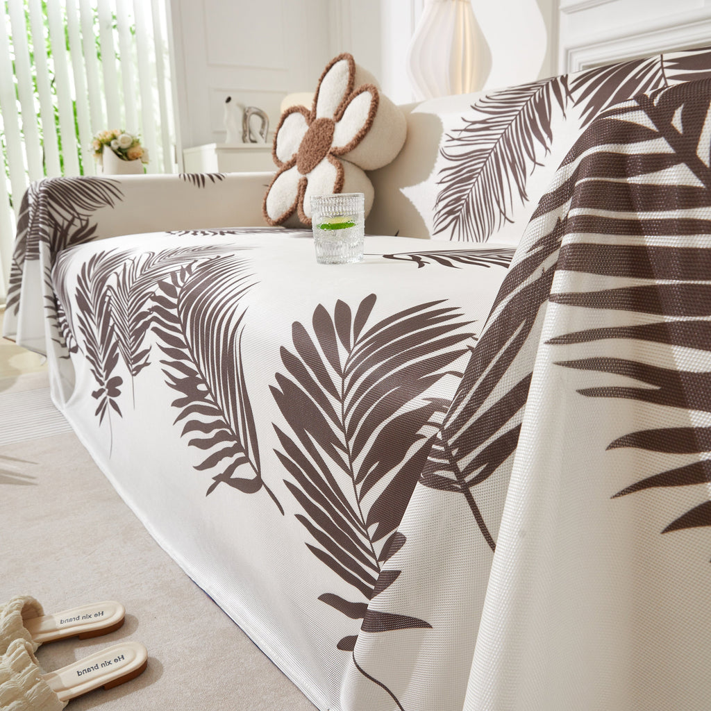 Leaf Printed Slipcover Sofa Covers, Universal Couch Throw Cover, Pets Furniture Protector for Home Decor
