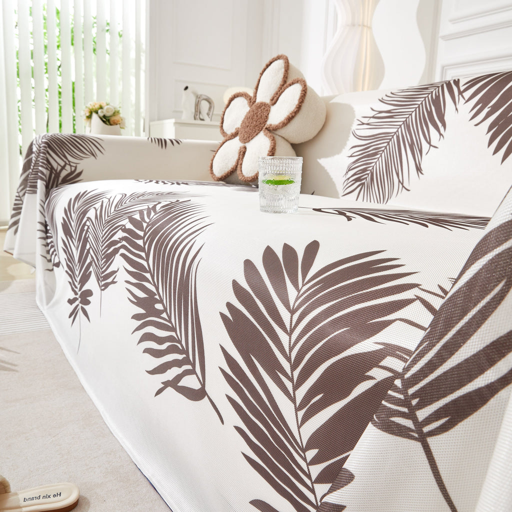 Leaf Printed Slipcover Sofa Covers, Universal Couch Throw Cover, Pets Furniture Protector for Home Decor