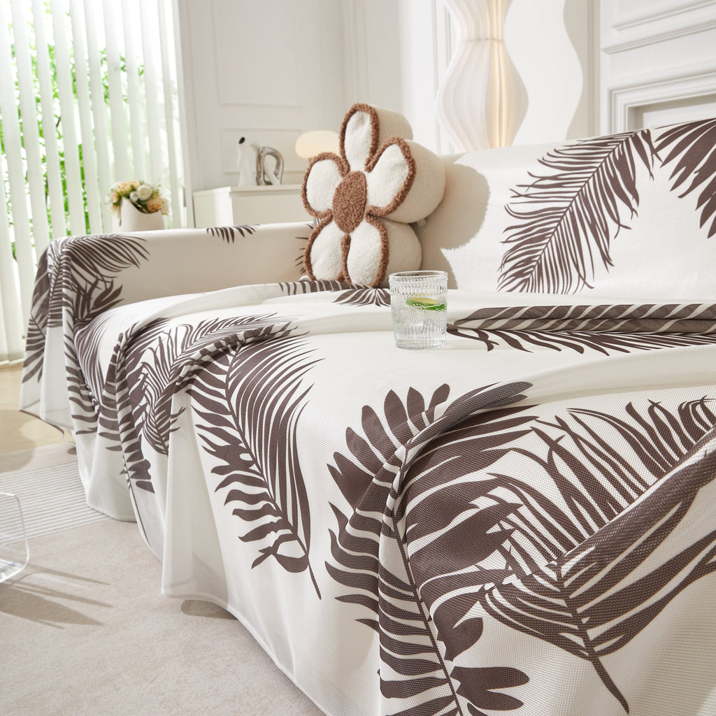 Leaf Printed Slipcover Sofa Covers, Universal Couch Throw Cover, Pets Furniture Protector for Home Decor