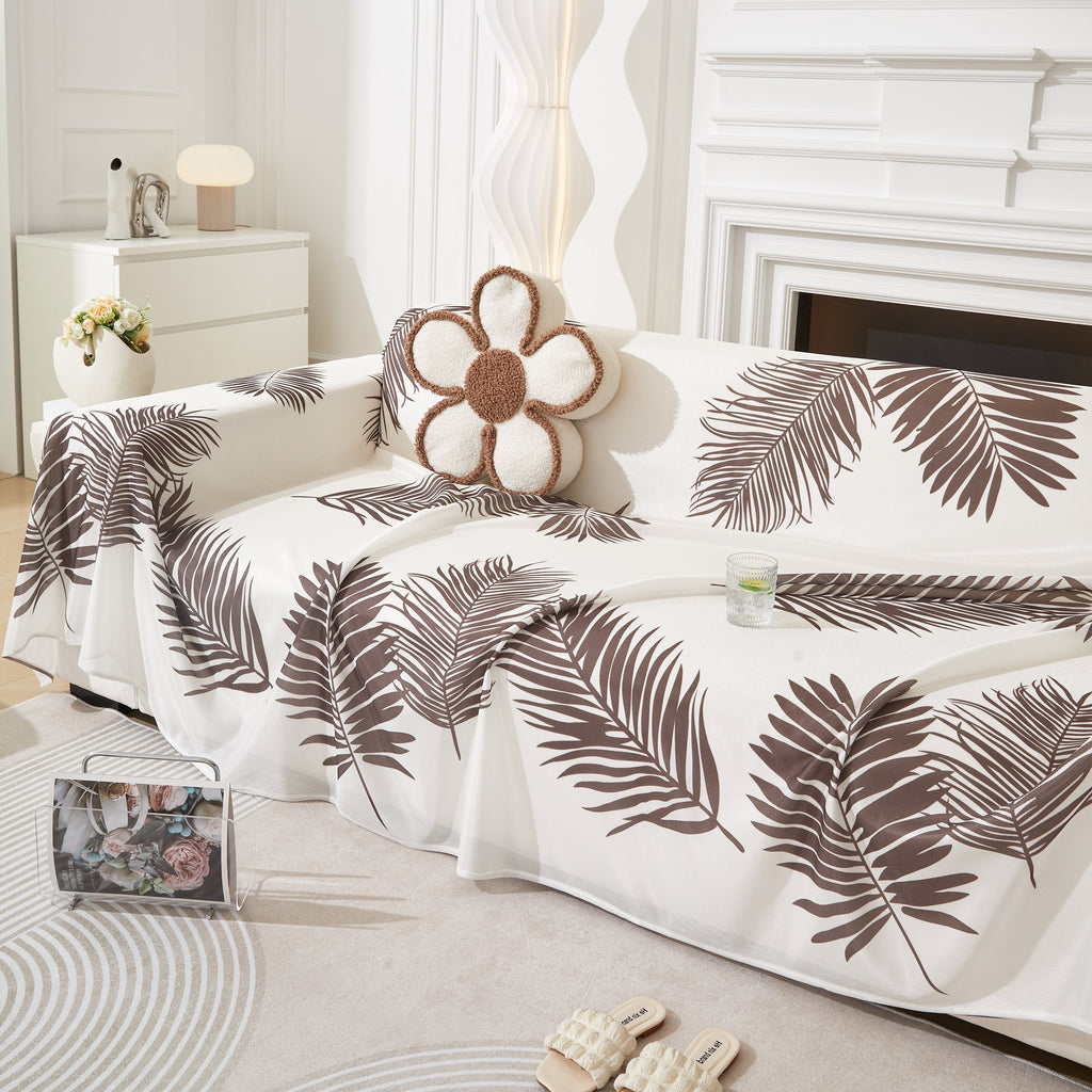 Leaf Printed Slipcover Sofa Covers, Universal Couch Throw Cover, Pets Furniture Protector for Home Decor