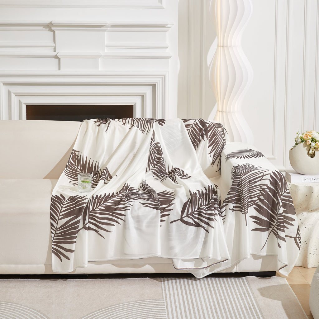 Leaf Printed Slipcover Sofa Covers, Universal Couch Throw Cover, Pets Furniture Protector for Home Decor