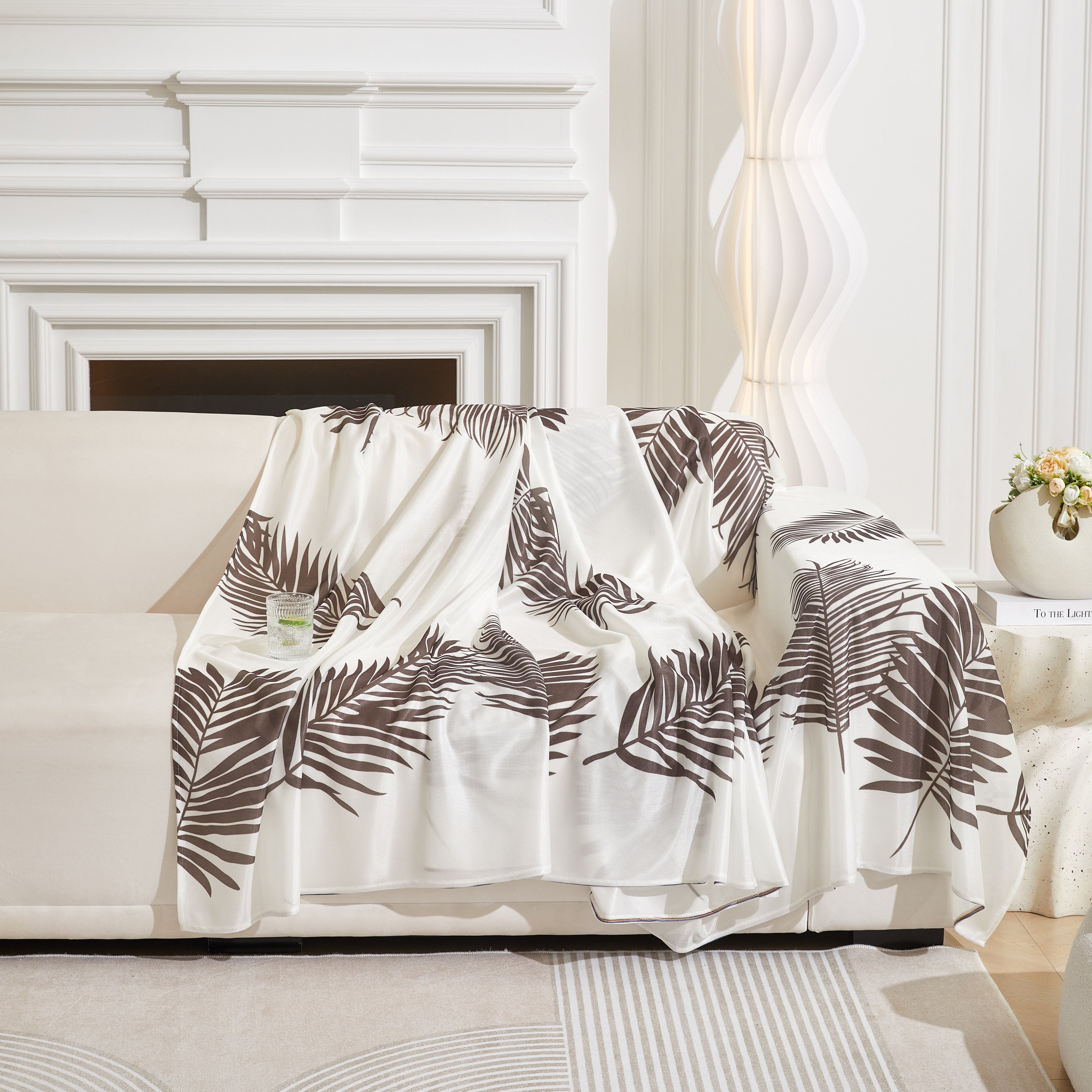 Leaf Printed Slipcover Sofa Covers, Universal Couch Throw Cover, Pets Furniture Protector for Home Decor