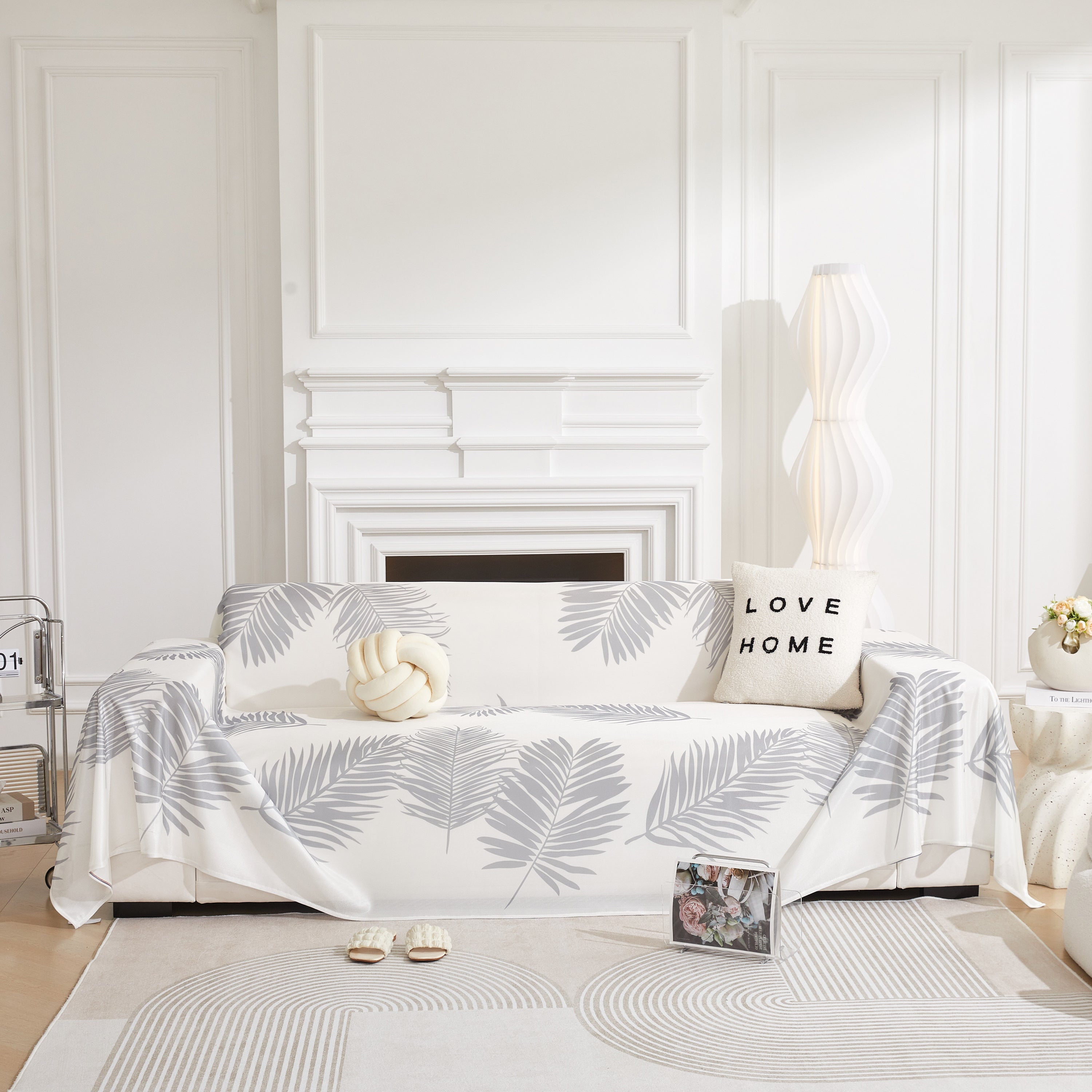 Leaf Printed Slipcover Sofa Covers, Universal Couch Throw Cover, Pets Furniture Protector for Home Decor