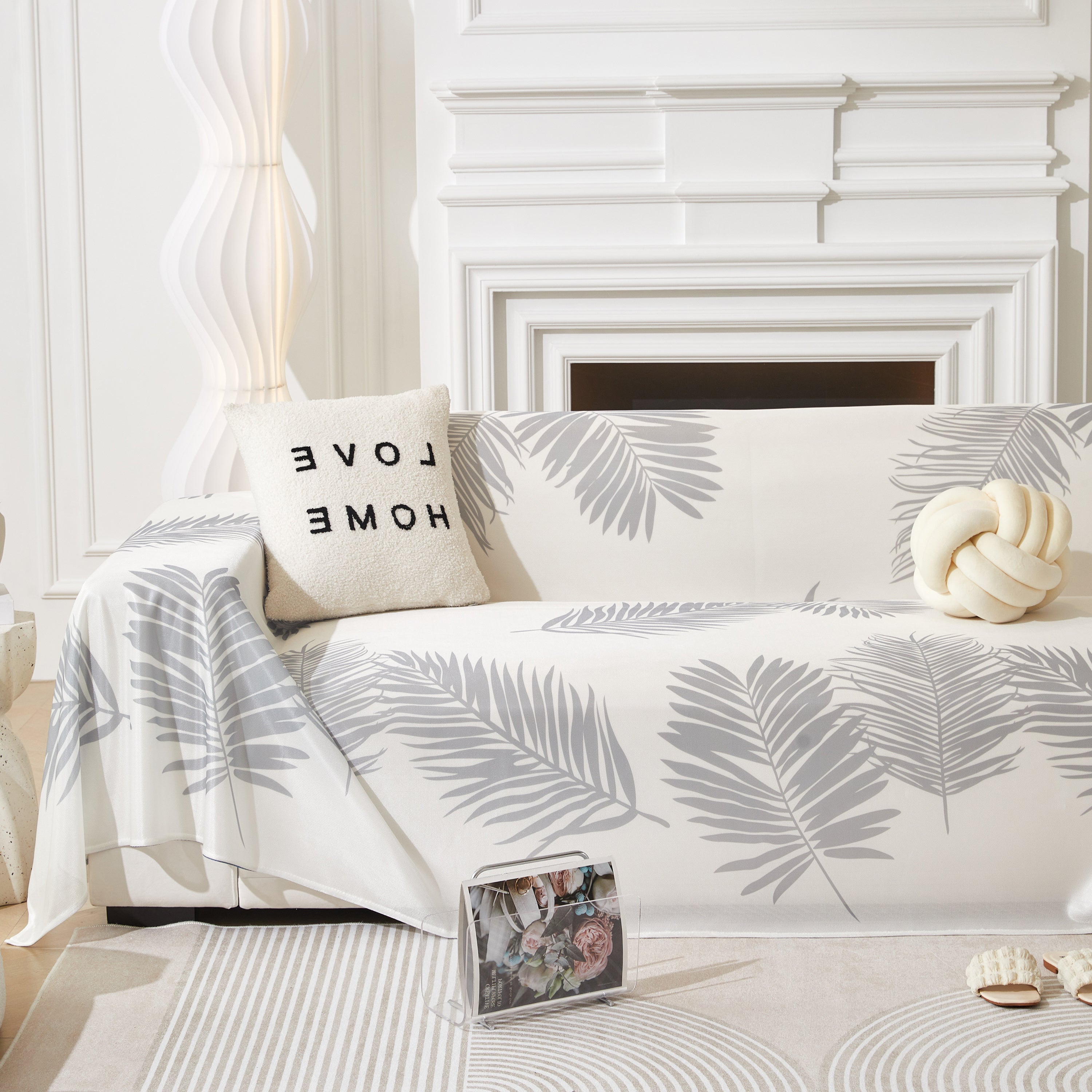 Leaf Printed Slipcover Sofa Covers, Universal Couch Throw Cover, Pets Furniture Protector for Home Decor