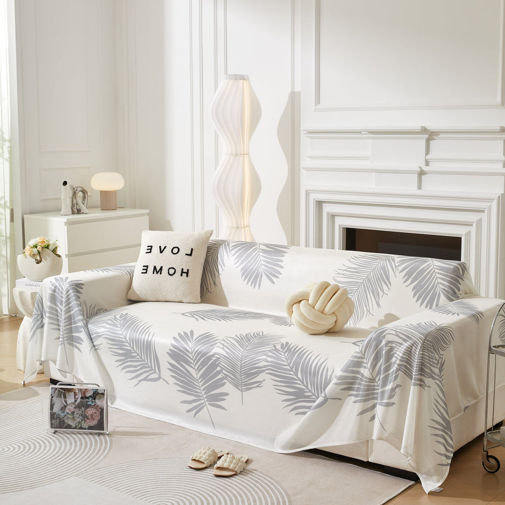 Leaf Printed Slipcover Sofa Covers, Universal Couch Throw Cover, Pets Furniture Protector for Home Decor