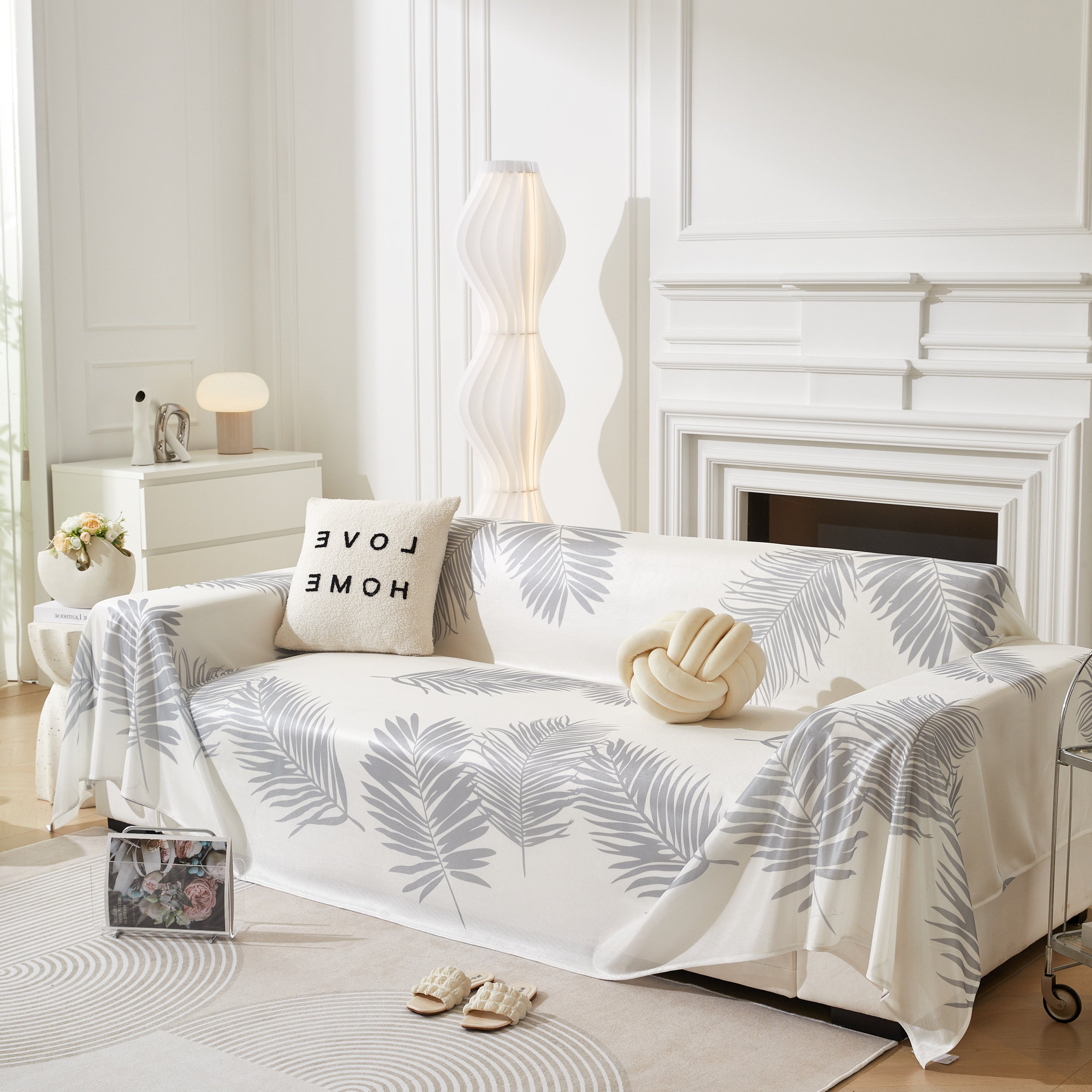 Leaf Printed Slipcover Sofa Covers, Universal Couch Throw Cover, Pets Furniture Protector for Home Decor