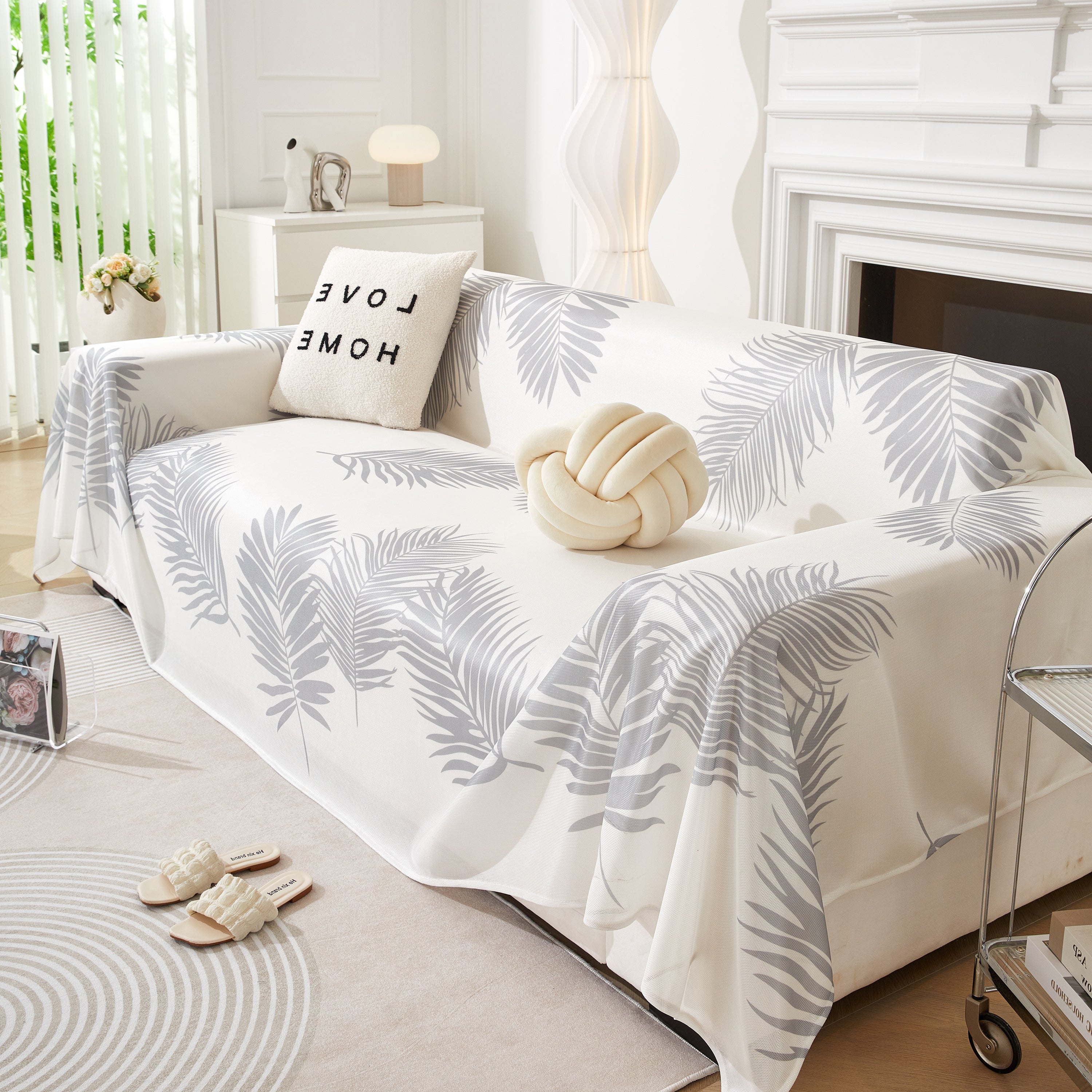 Leaf Printed Slipcover Sofa Covers, Universal Couch Throw Cover, Pets Furniture Protector for Home Decor