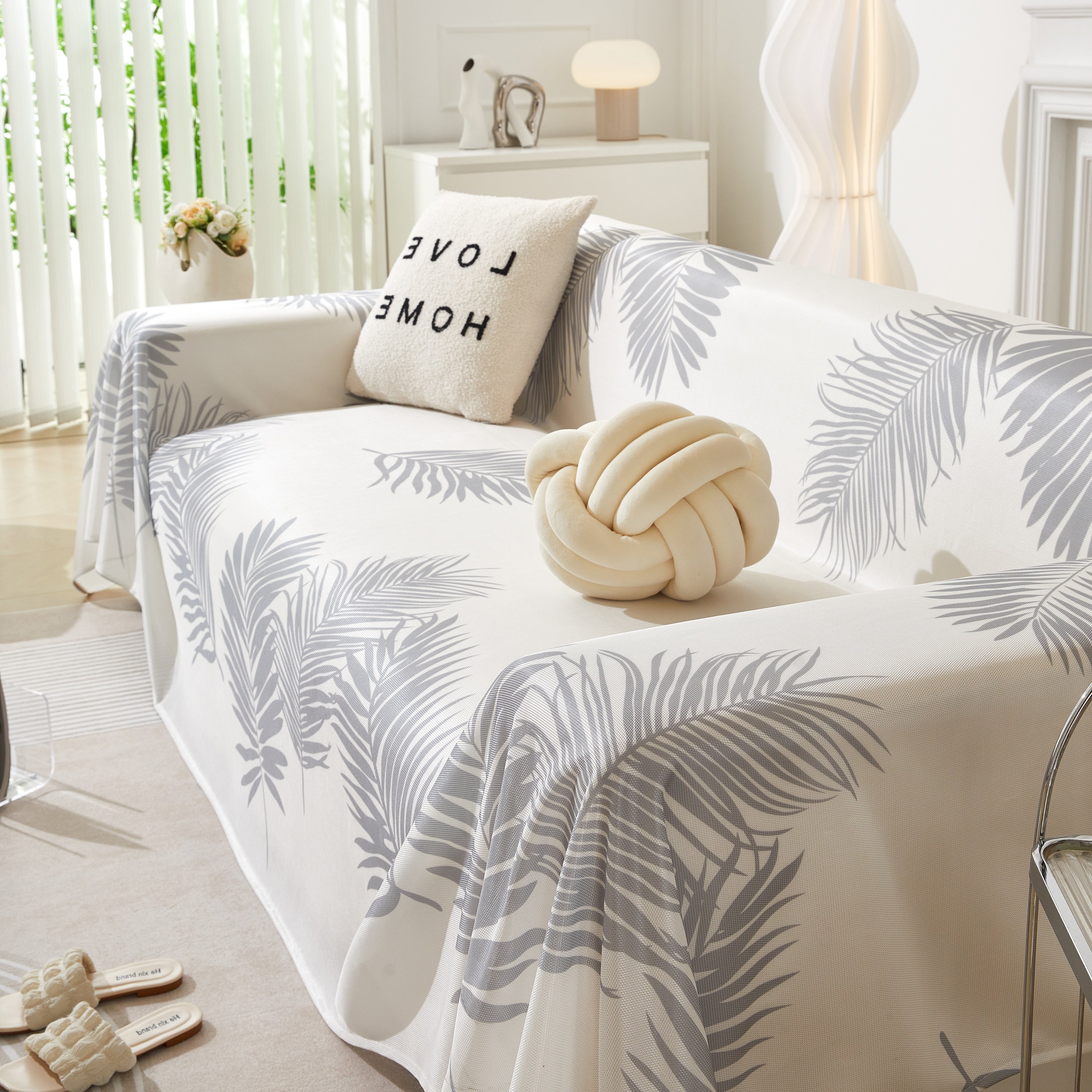 Leaf Printed Slipcover Sofa Covers, Universal Couch Throw Cover, Pets Furniture Protector for Home Decor