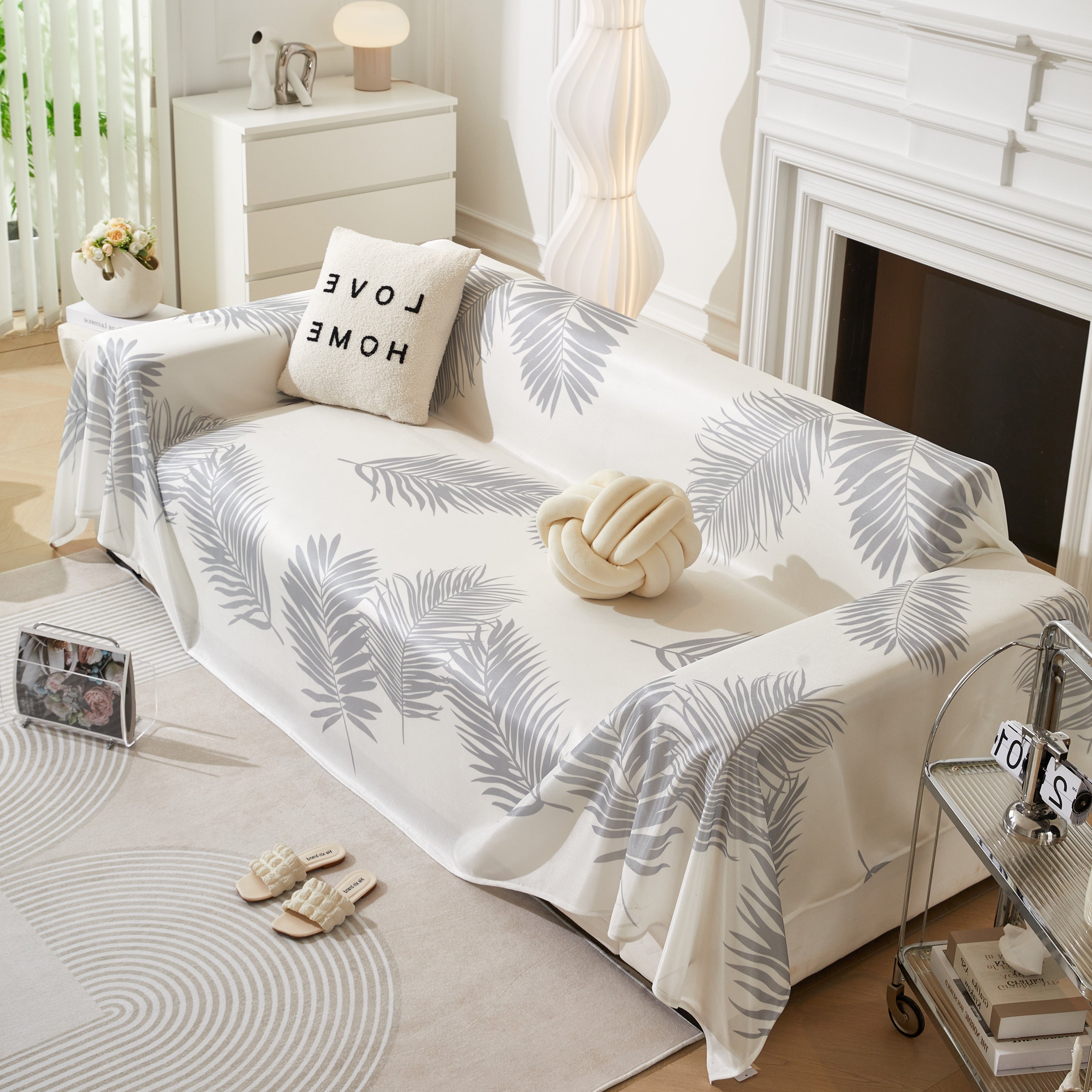 Leaf Printed Slipcover Sofa Covers, Universal Couch Throw Cover, Pets Furniture Protector for Home Decor