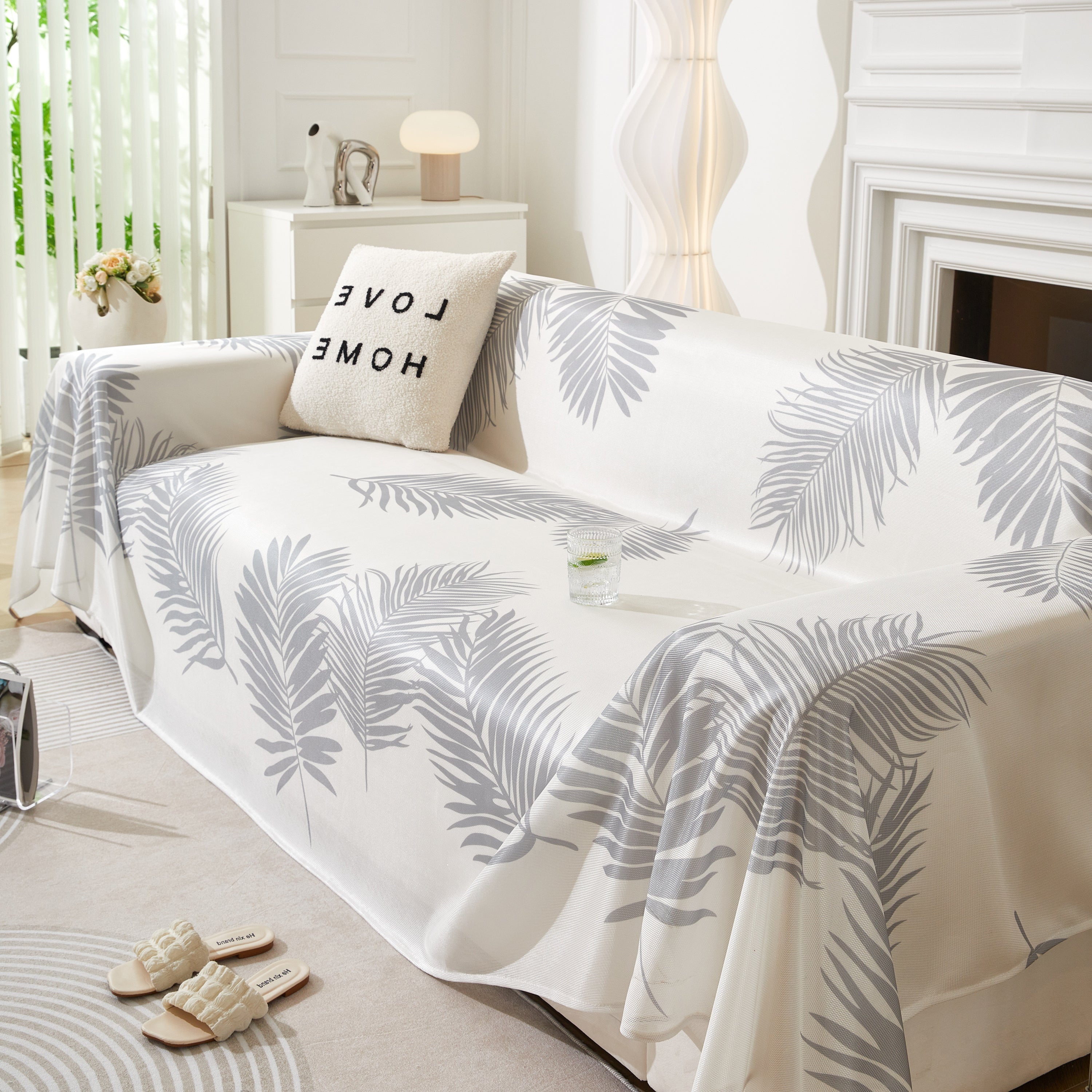 Leaf Printed Slipcover Sofa Covers, Universal Couch Throw Cover, Pets Furniture Protector for Home Decor