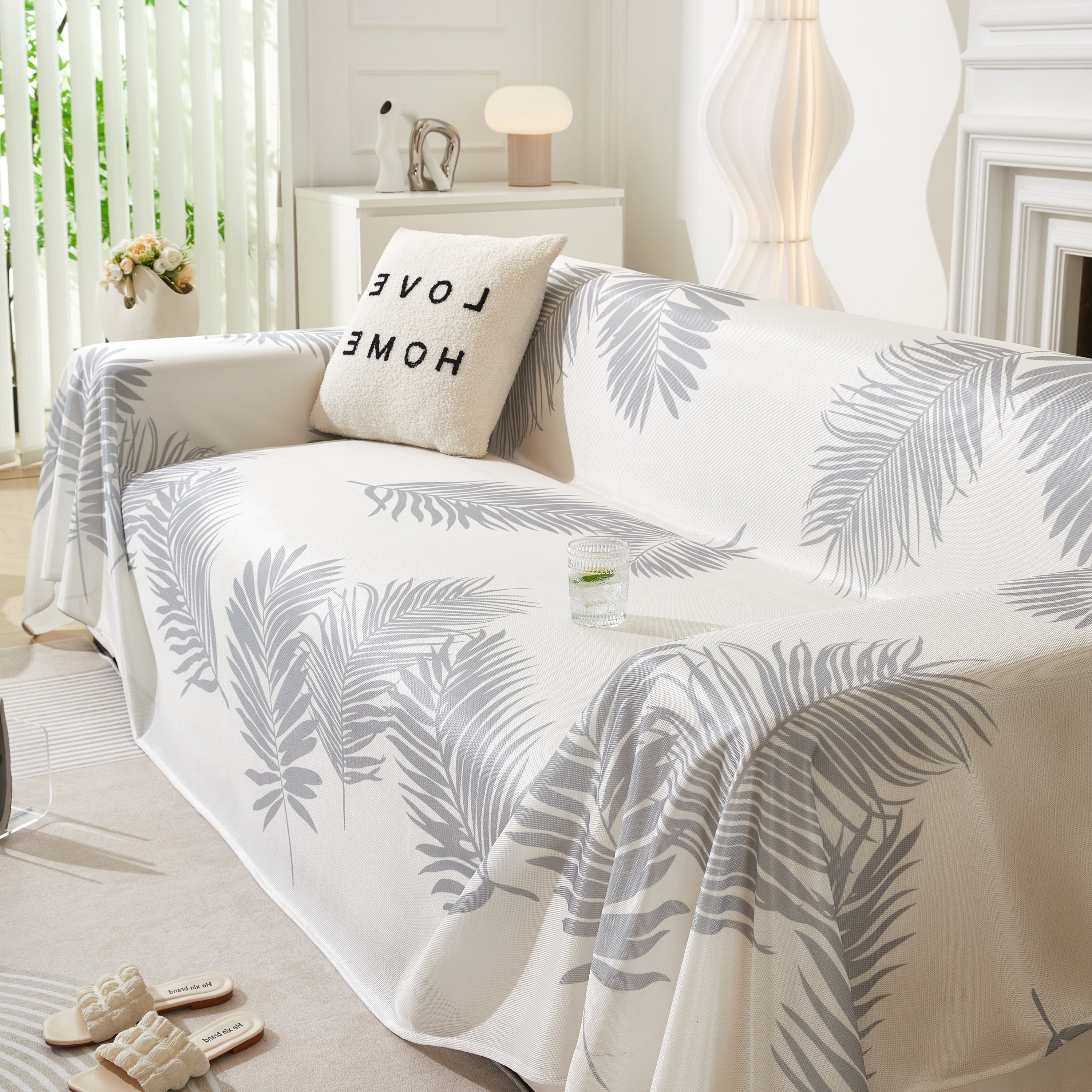 Leaf Printed Slipcover Sofa Covers, Universal Couch Throw Cover, Pets Furniture Protector for Home Decor