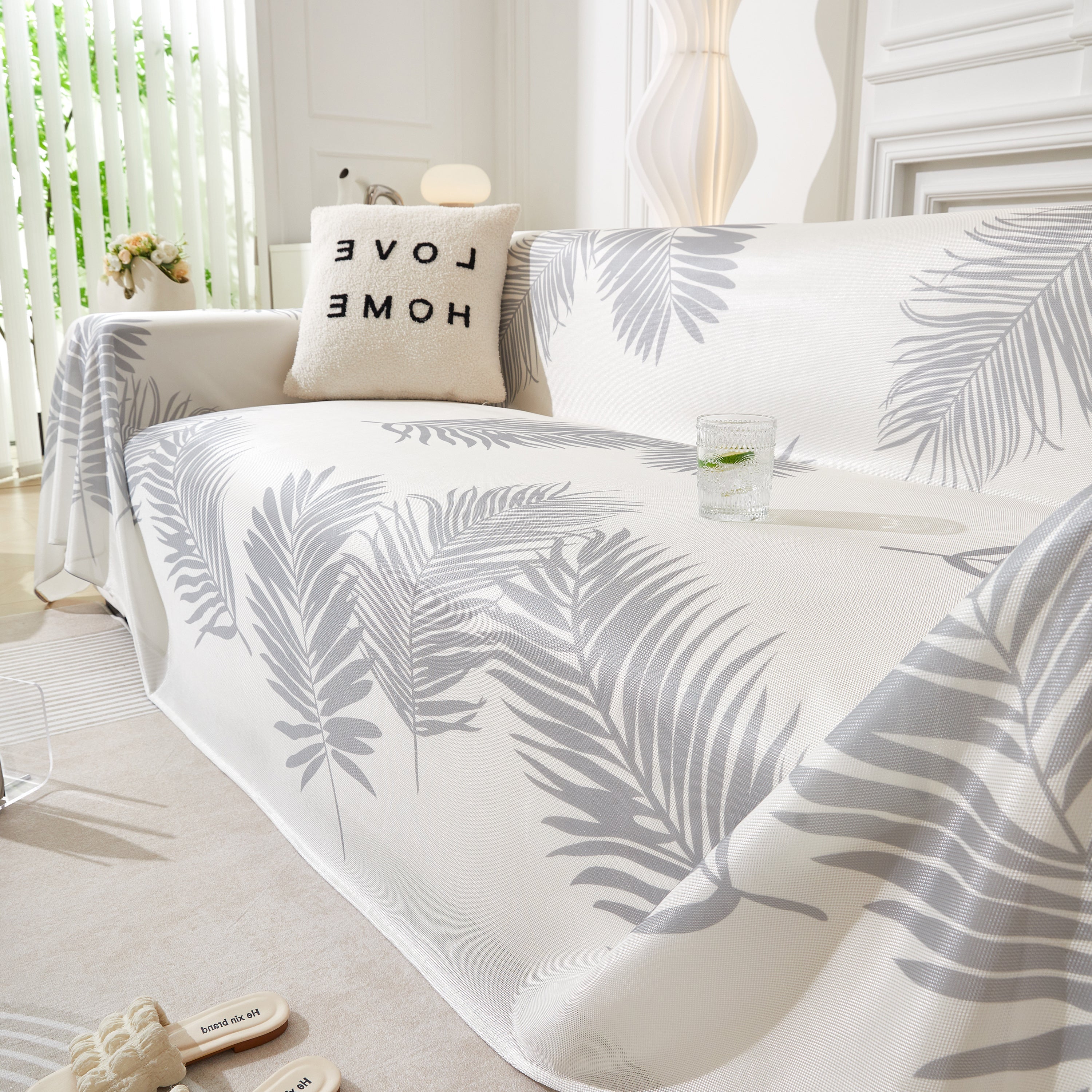 Leaf Printed Slipcover Sofa Covers, Universal Couch Throw Cover, Pets Furniture Protector for Home Decor