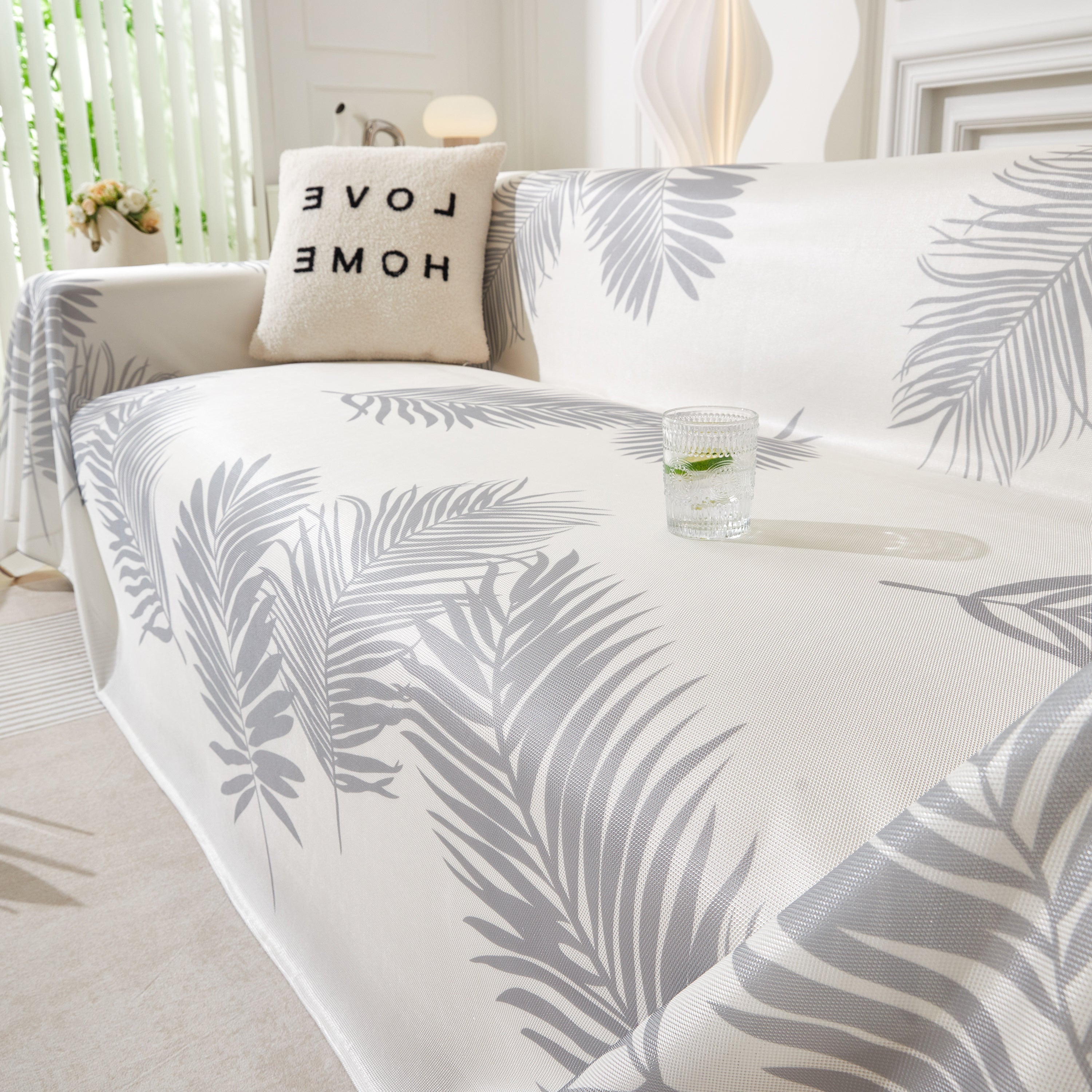 Leaf Printed Slipcover Sofa Covers, Universal Couch Throw Cover, Pets Furniture Protector for Home Decor