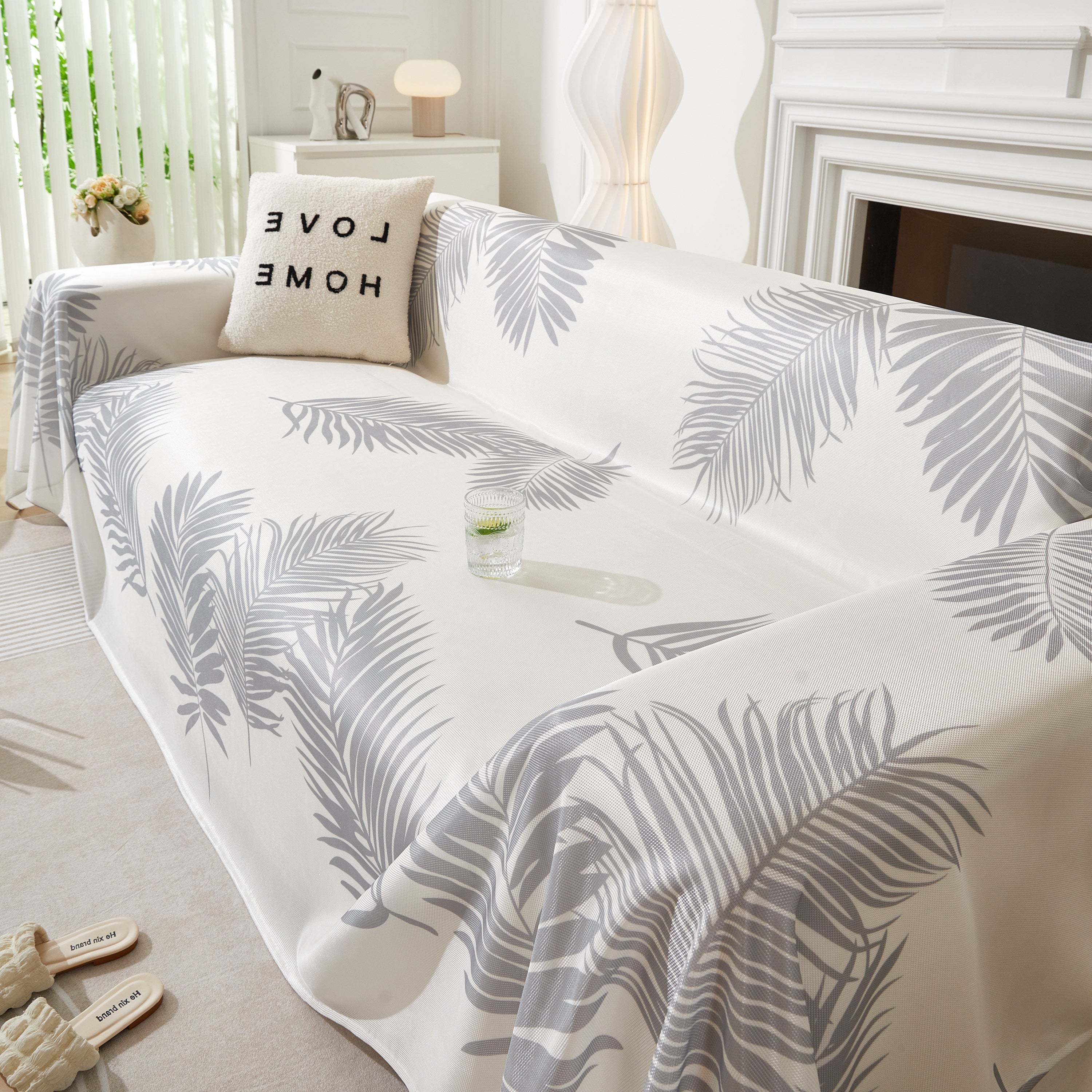 Leaf Printed Slipcover Sofa Covers, Universal Couch Throw Cover, Pets Furniture Protector for Home Decor