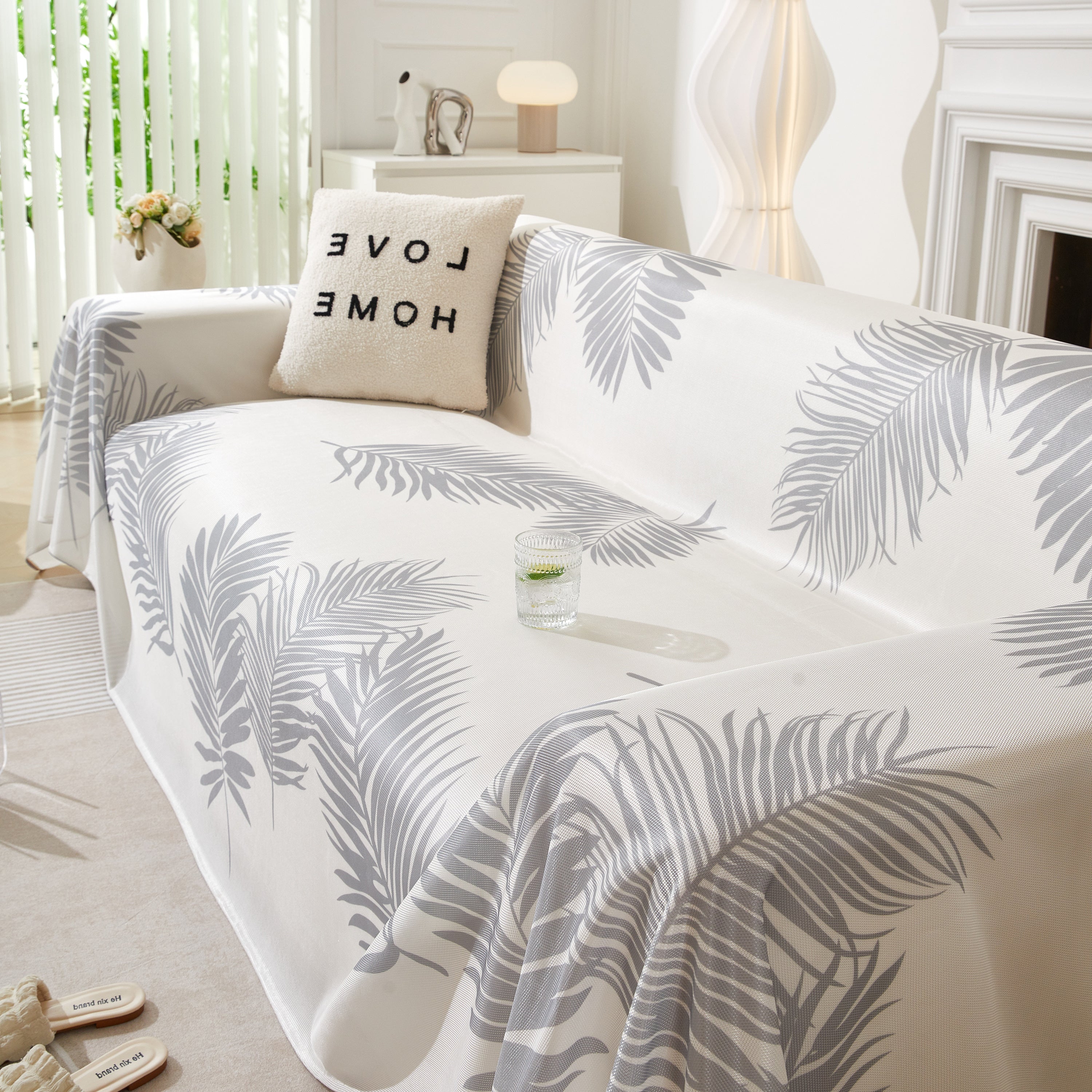 Leaf Printed Slipcover Sofa Covers, Universal Couch Throw Cover, Pets Furniture Protector for Home Decor