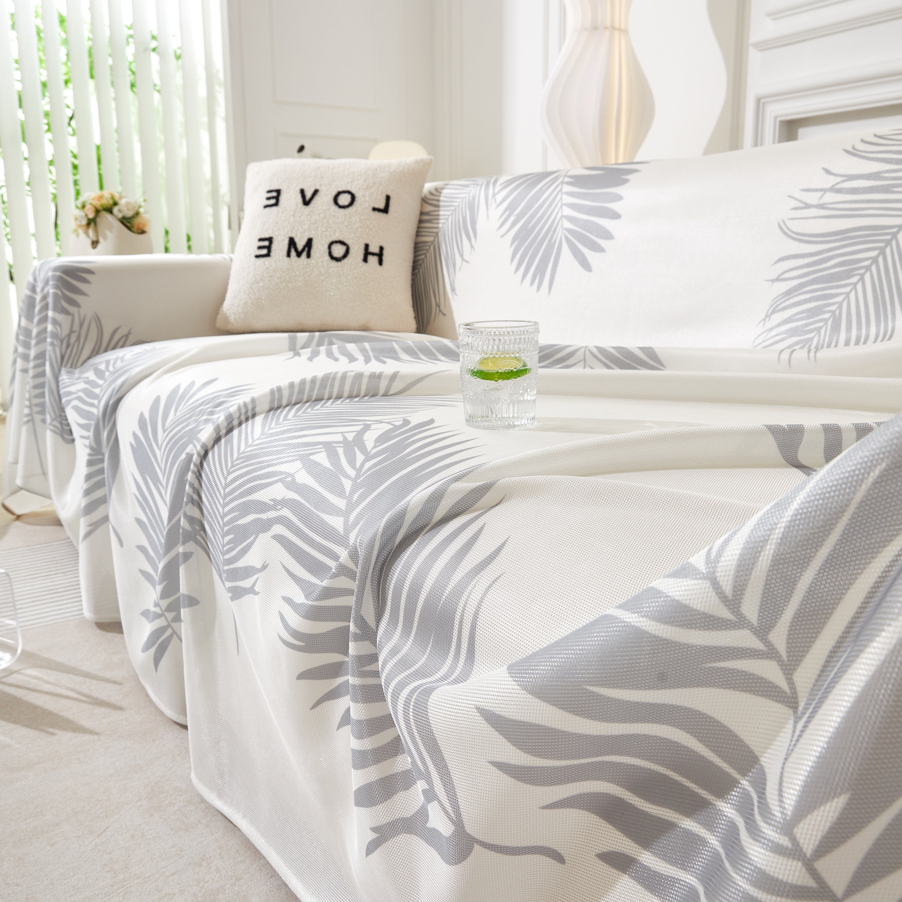 Leaf Printed Slipcover Sofa Covers, Universal Couch Throw Cover, Pets Furniture Protector for Home Decor