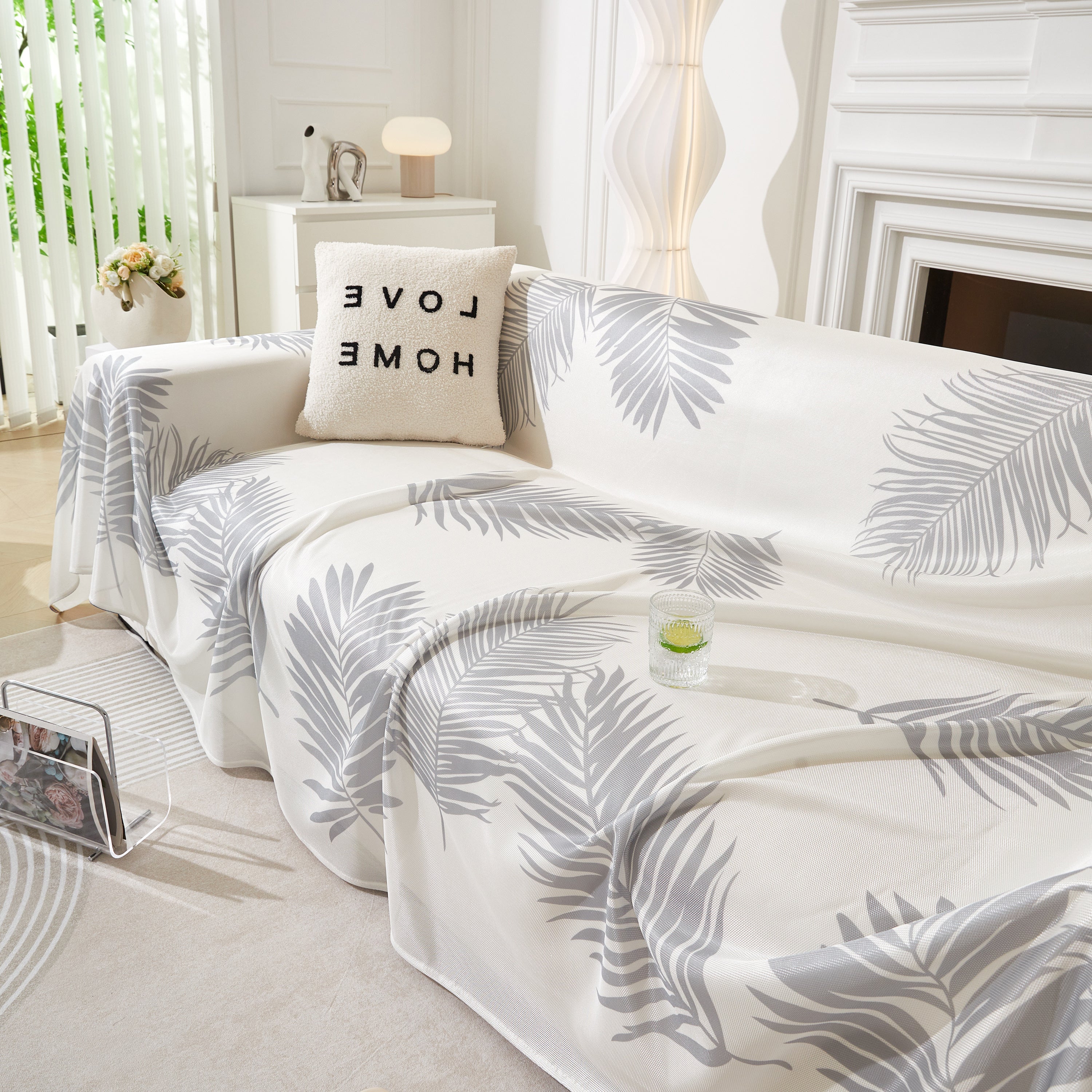 Leaf Printed Slipcover Sofa Covers, Universal Couch Throw Cover, Pets Furniture Protector for Home Decor