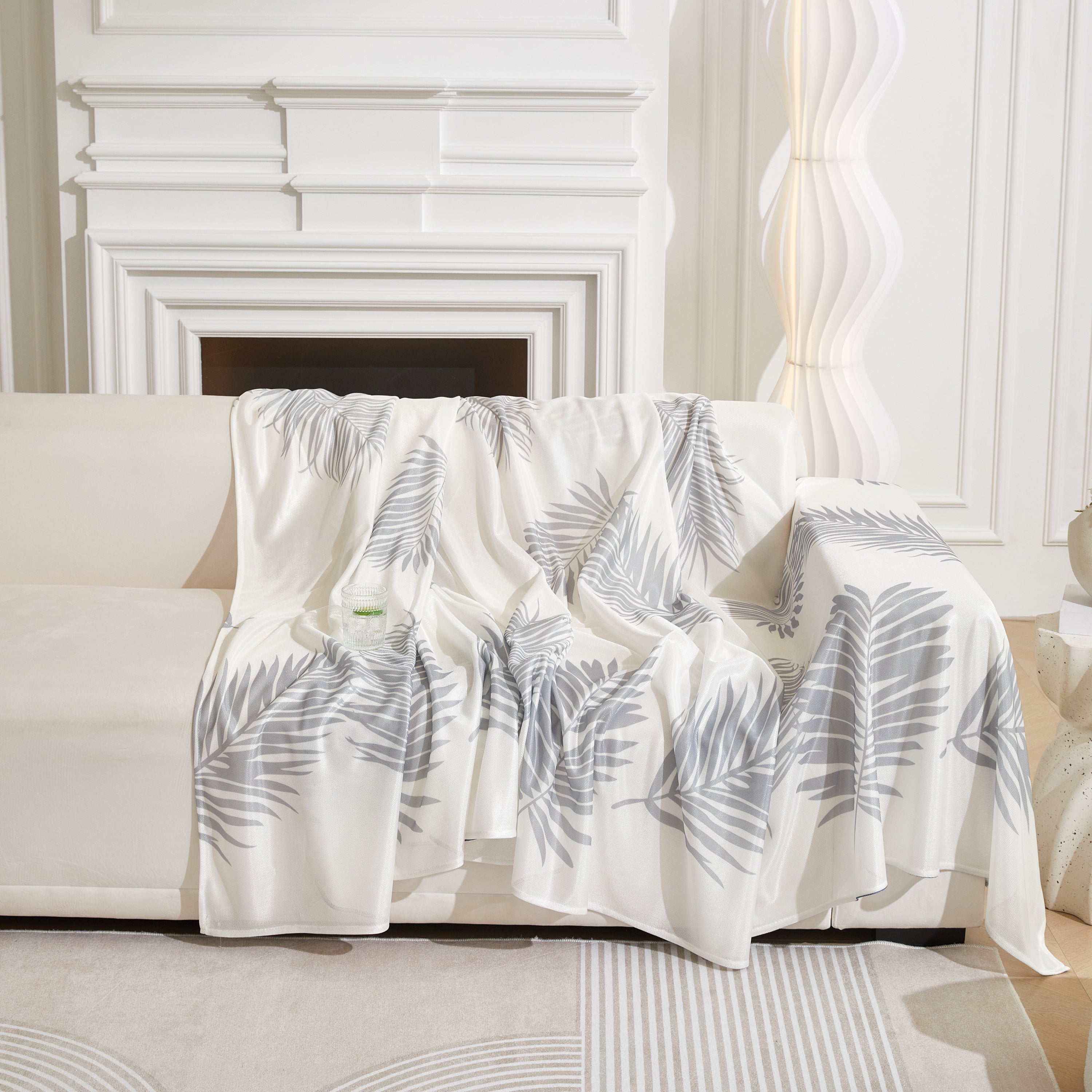 Leaf Printed Slipcover Sofa Covers, Universal Couch Throw Cover, Pets Furniture Protector for Home Decor