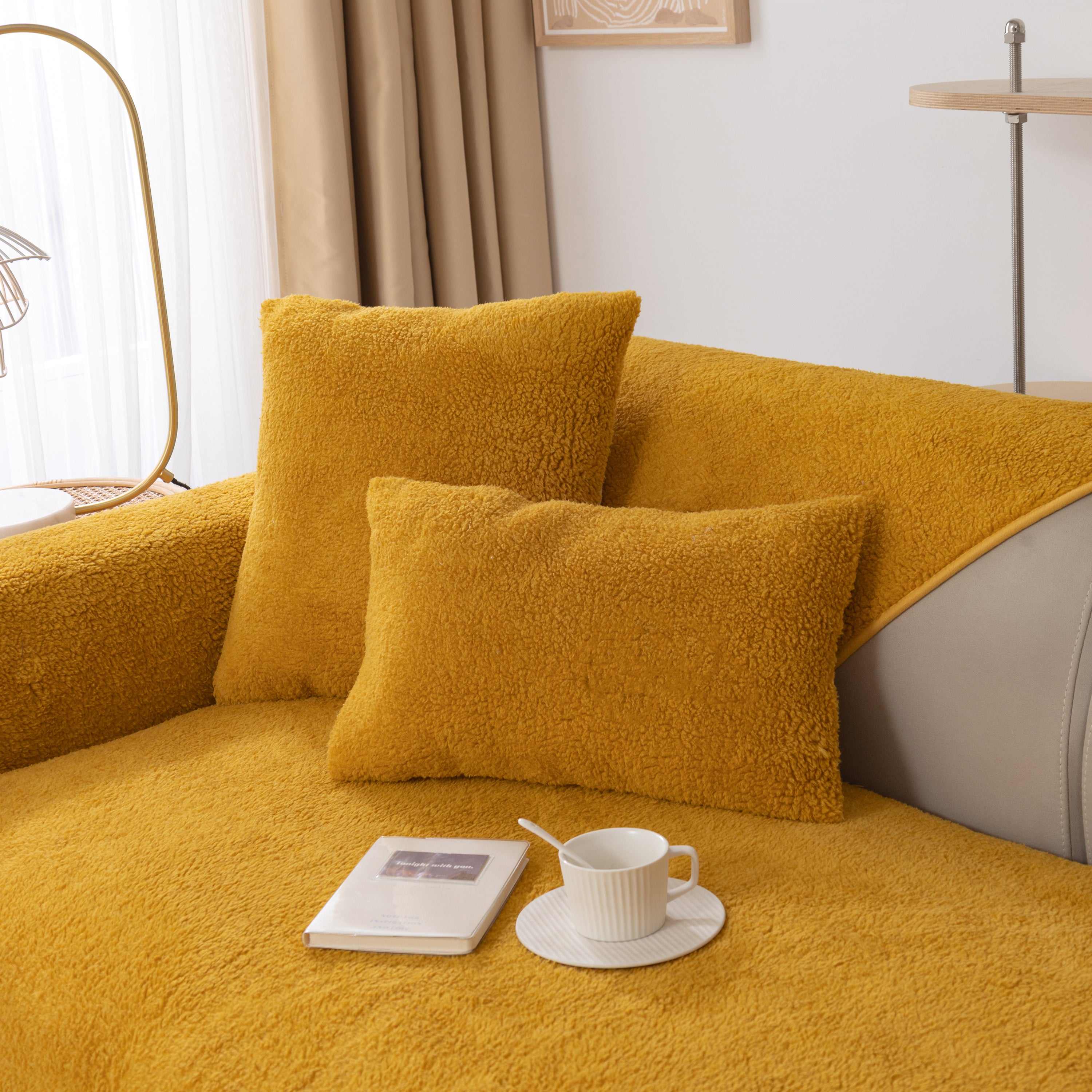 Luxury Sherpa Fleece Solid Sofa Towels Thickened Plush Non Slip Sofa Cushion Covers