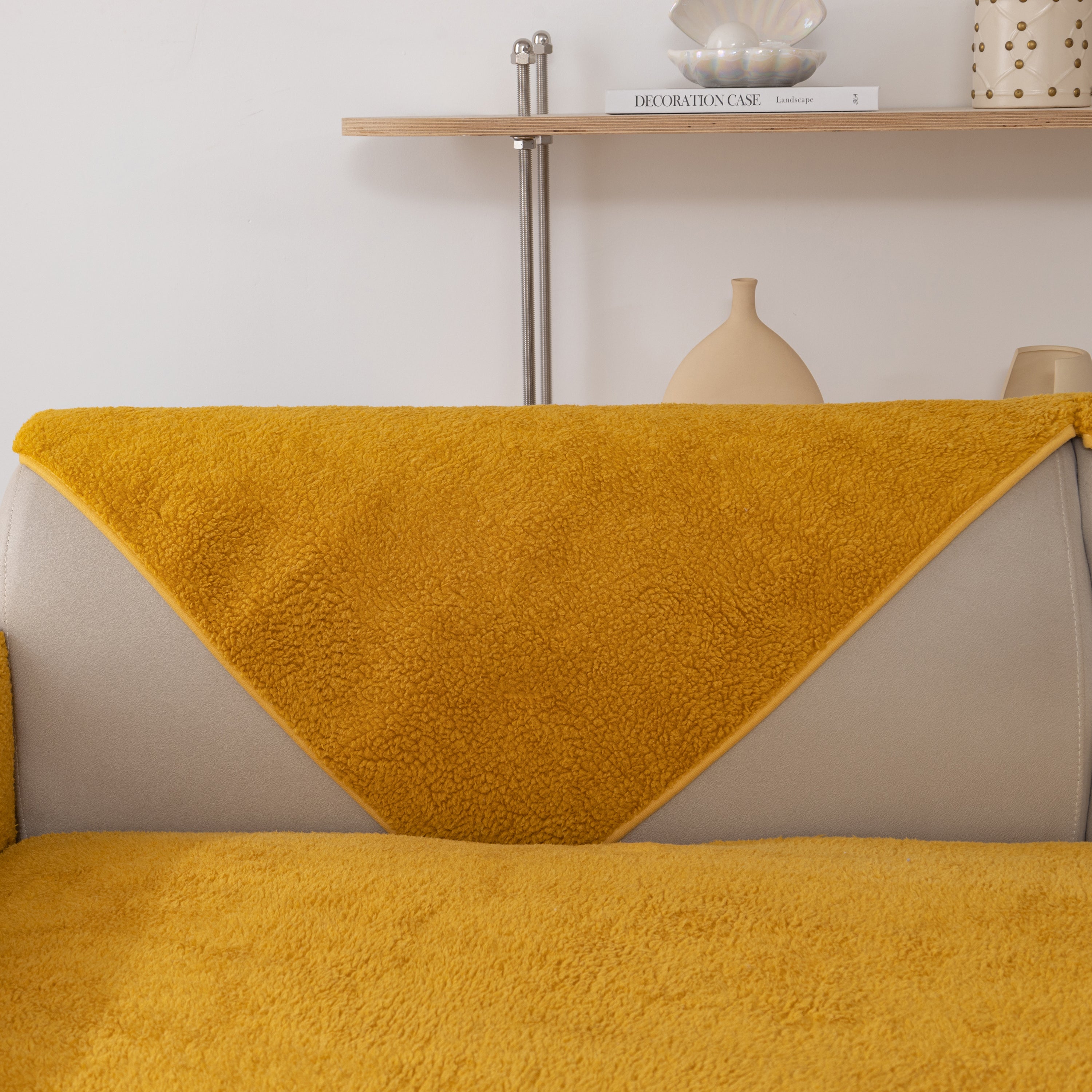 Luxury Sherpa Fleece Solid Sofa Towels Thickened Plush Non Slip Sofa Cushion Covers