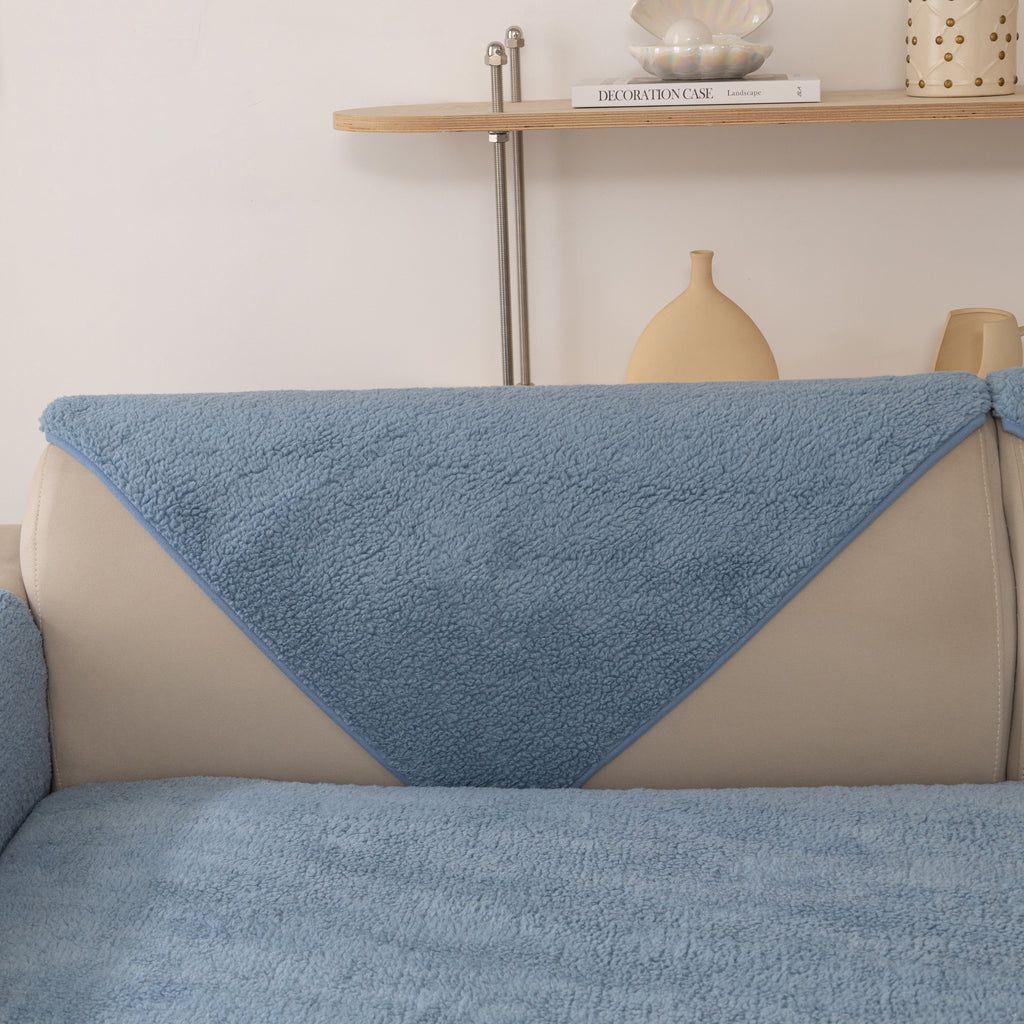 Luxury Sherpa Fleece Solid Sofa Towels Thickened Plush Non Slip Sofa Cushion Covers