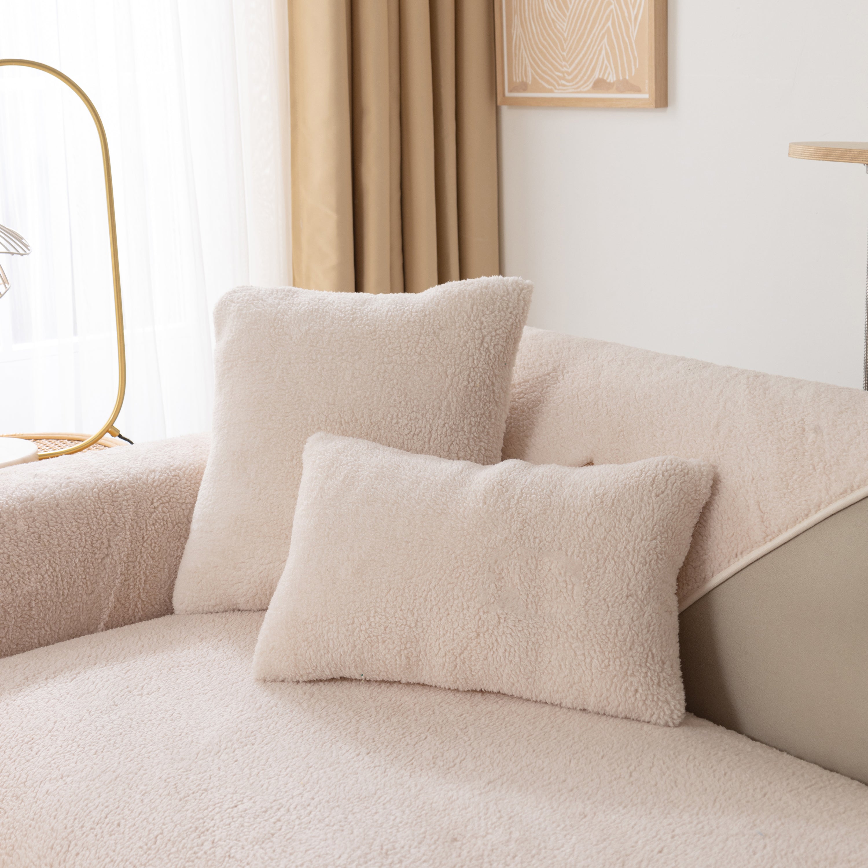 Luxury Sherpa Fleece Solid Sofa Towels Thickened Plush Non Slip Sofa Cushion Covers