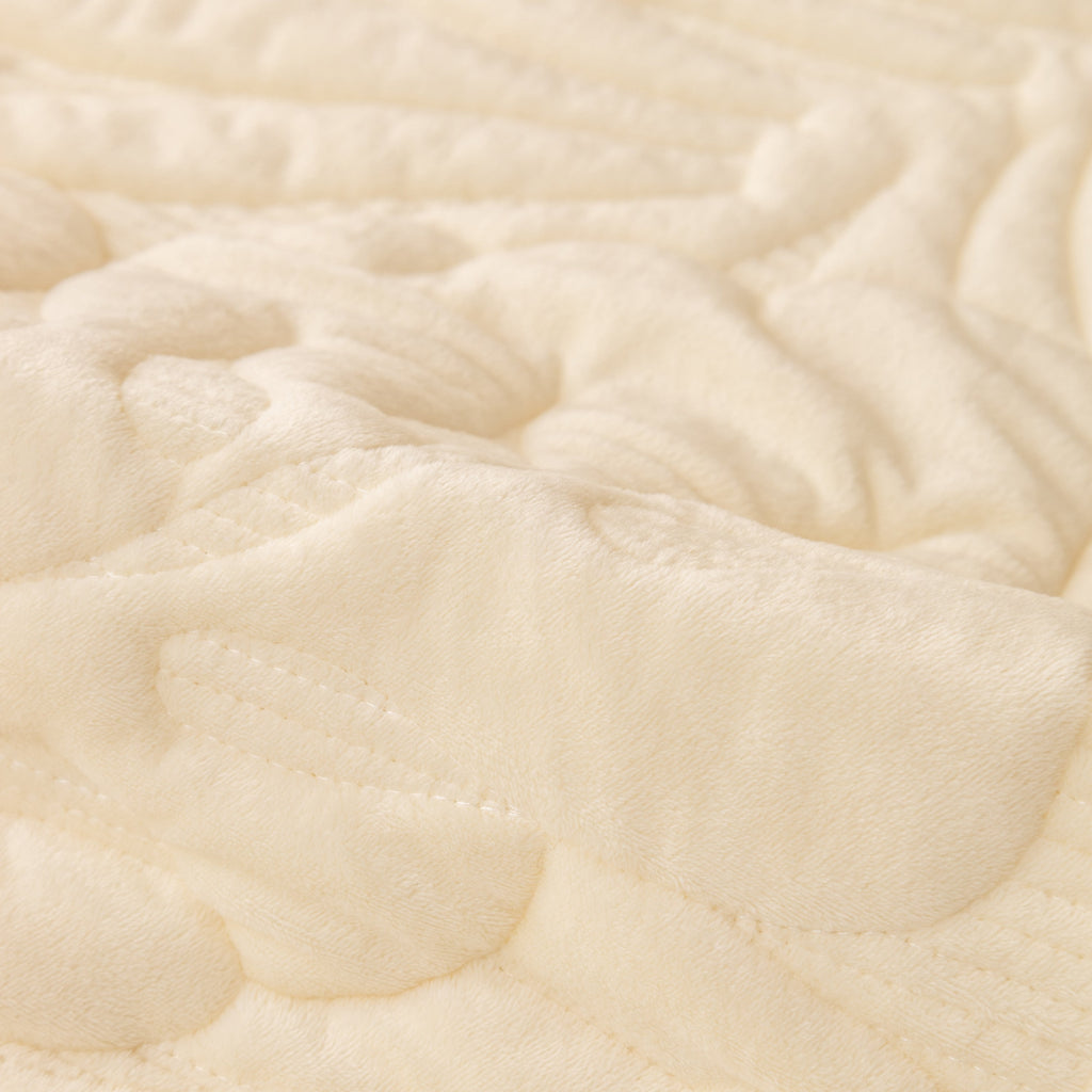 Soft Furry Velvet Plush Non-Slip Sofa Cover Quilted Palm Leaves Sectional Couch Cover for Kids and Pets