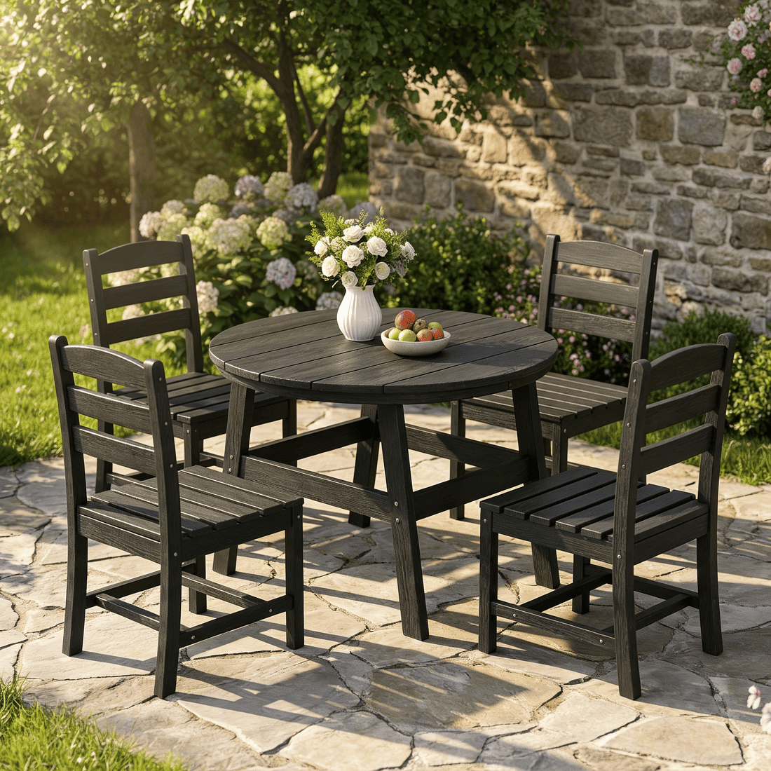 Pamapic HDPE Outdoor Dining Set (5 Pieces)