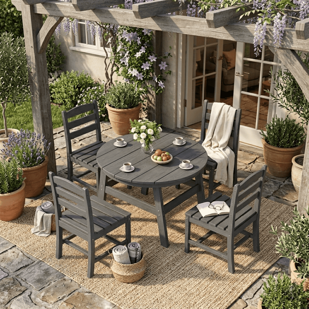 Pamapic HDPE Outdoor Dining Set (5 Pieces)