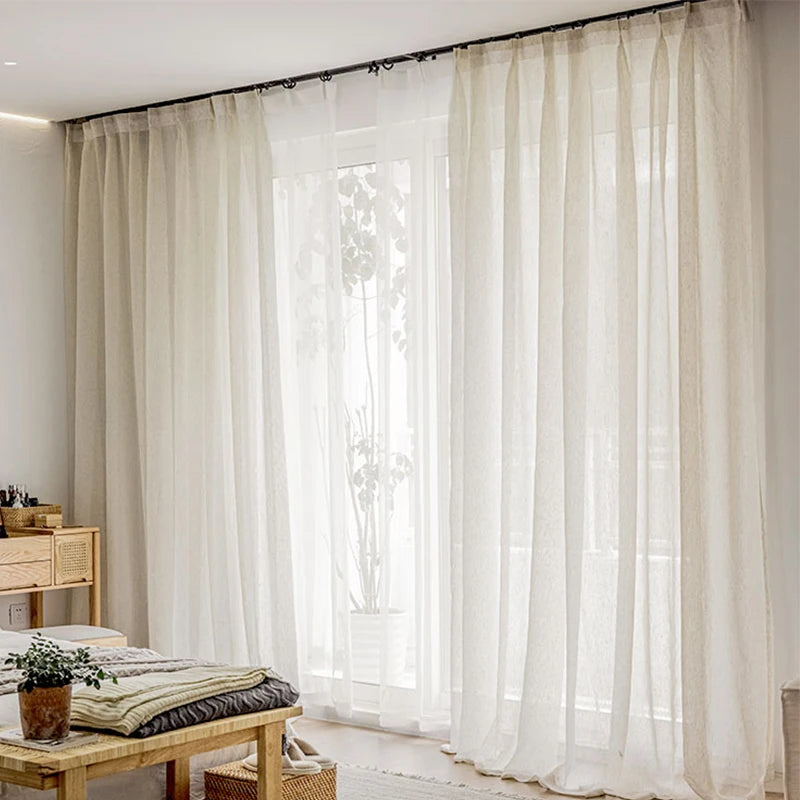 Linen Look Sheer Curtain 1PC