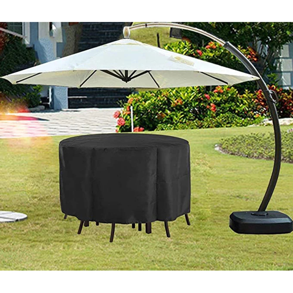 Round Patio Furniture Covers,210D Heavy Duty Outdoor Furniture Covers Table Cover of Windproof, Waterproof, Anti-UV for Garden