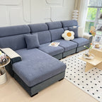 Fleece Fabric Cushion Covers for Sectional Sofas and L-Shaped Couch, Stretch Washable Sofa Seat Covers