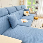 Fleece Fabric Cushion Covers for Sectional Sofas and L-Shaped Couch, Stretch Washable Sofa Seat Covers