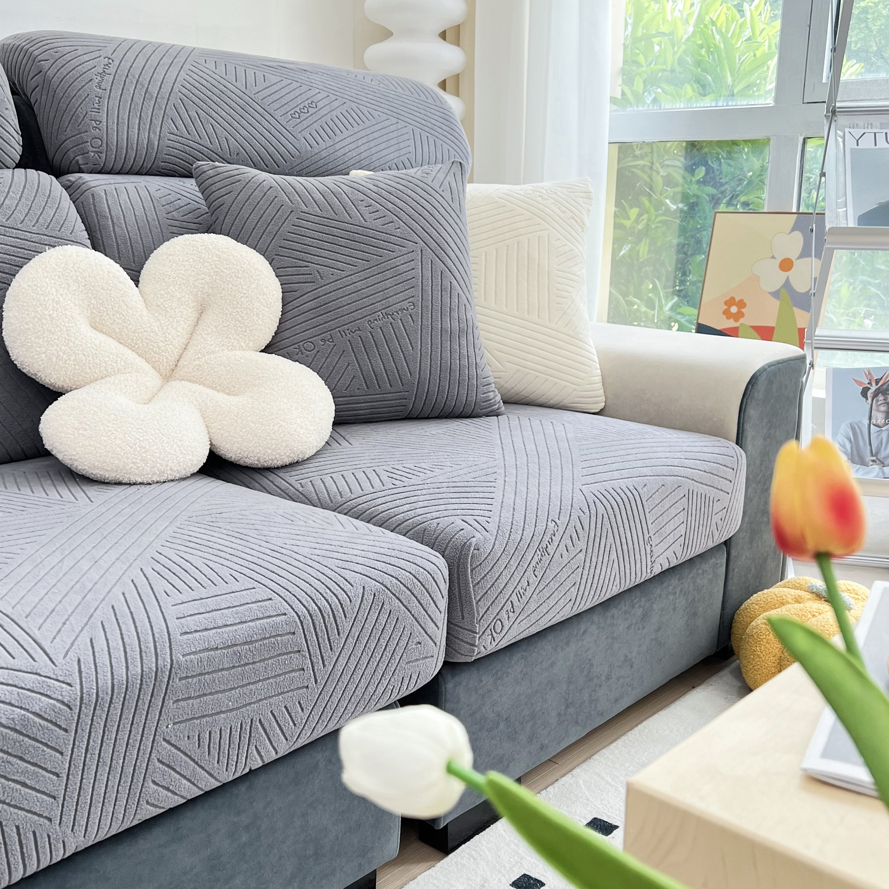 Stretch Couch Cushion Covers, Slipcovers Sofa Cushion Protector Covers, Elastic Furniture Protector for Pets, Kid